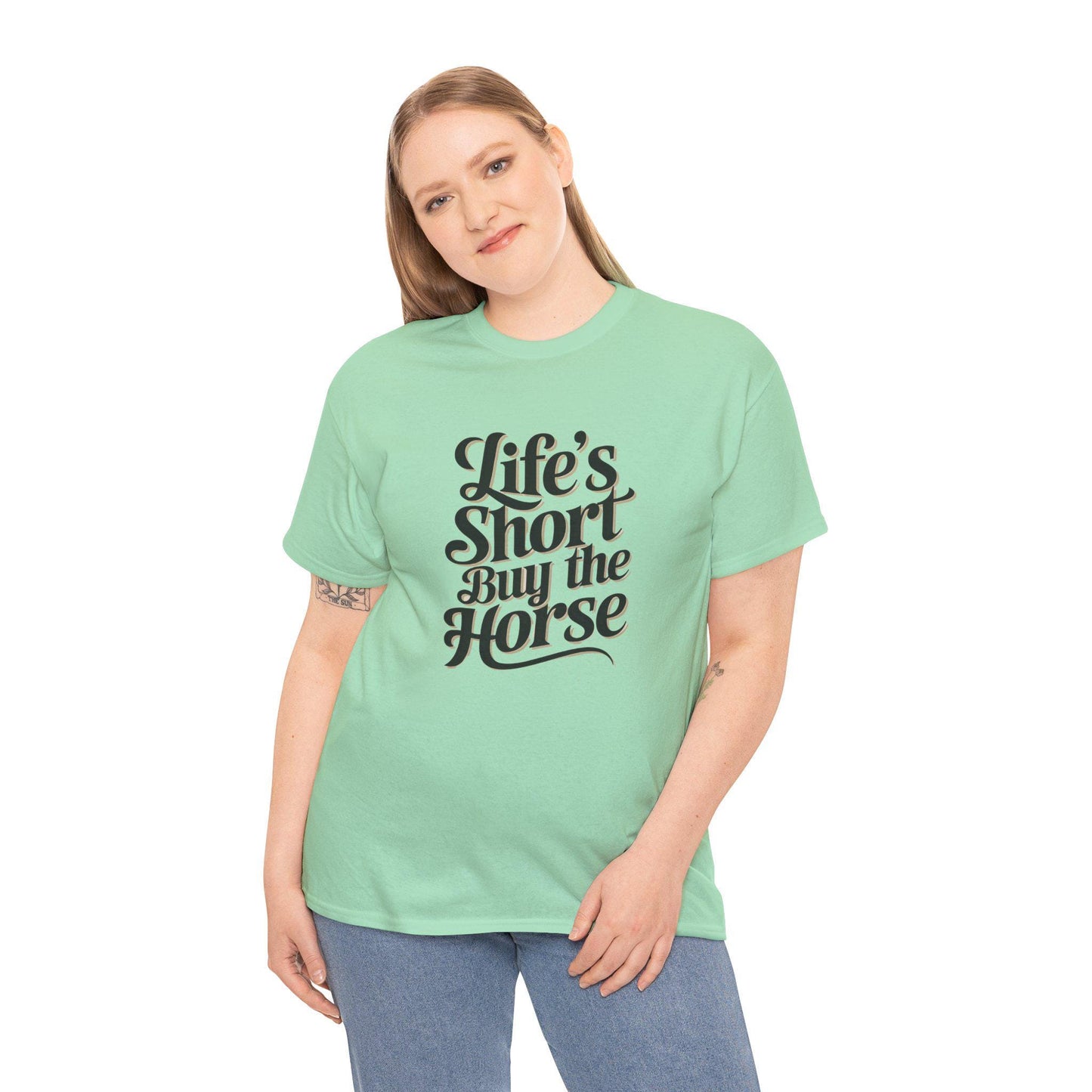 Equestrian Tee, Horse Lover T-Shirt, Funny Graphic Shirt, Life's Short Buy The Horse, Equestrian Gift, Animal Print Tee