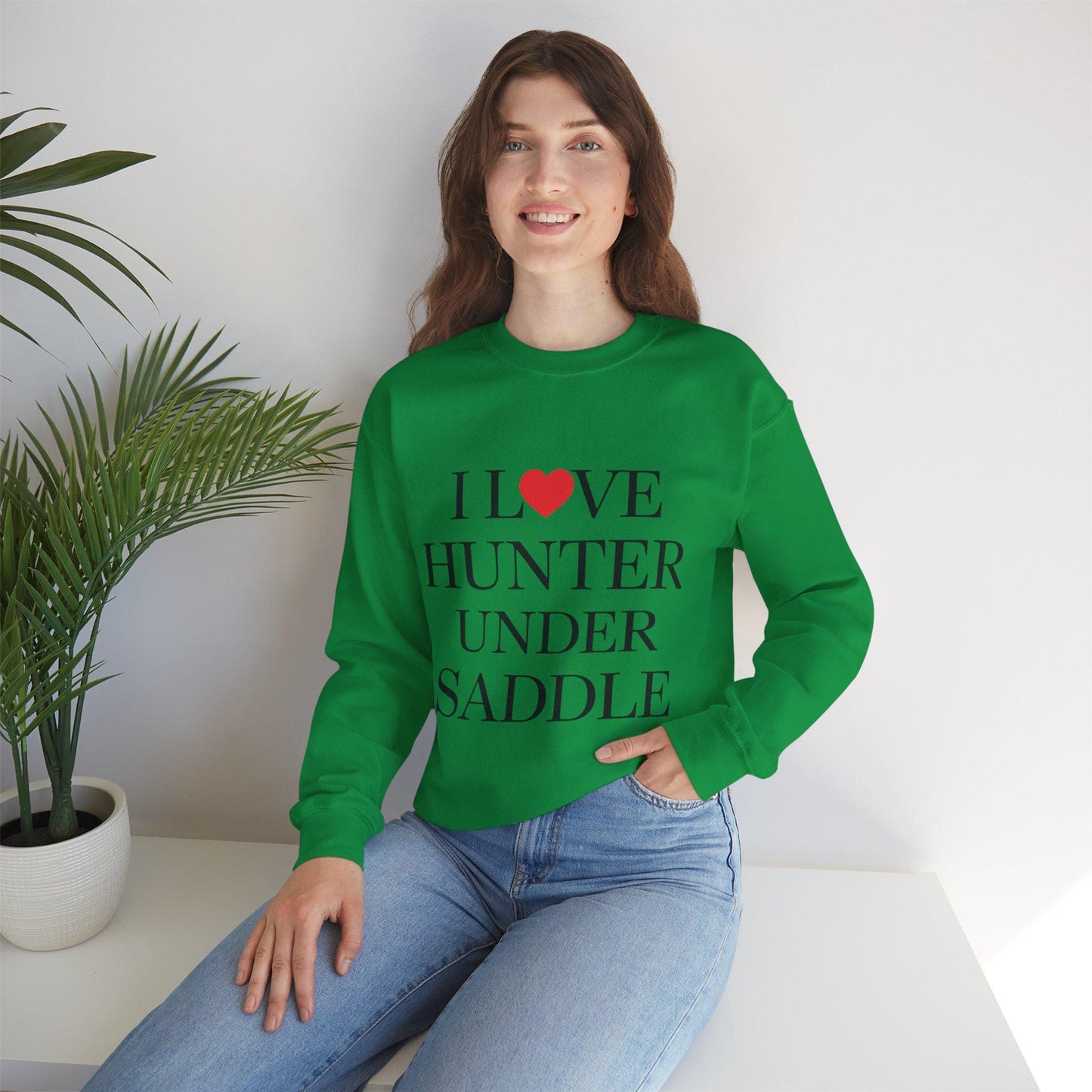 I Love Hunter Under Saddle Sweatshirt, equestrian, English riding, eventing, hunter, jumper, trainer gift, woman’s sweatshirt, dressage
