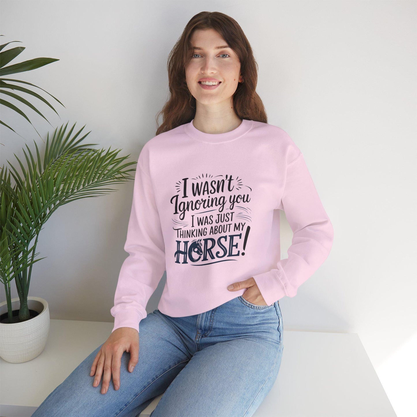 Thinking about my horse Heavy Blend™ Crewneck Sweatshirt