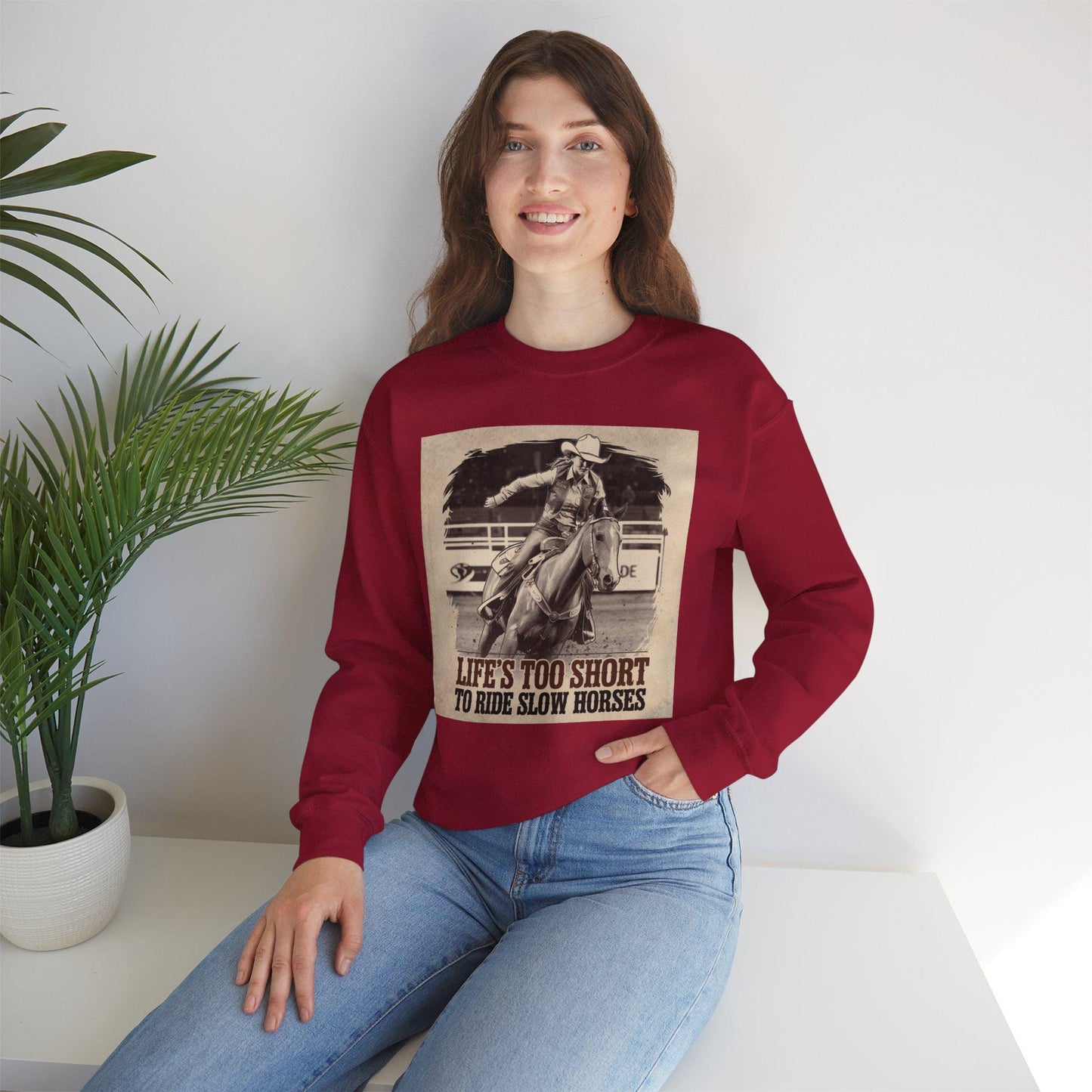 Life is too short to ride slow horses Heavy Blend™ Crewneck Sweatshirt