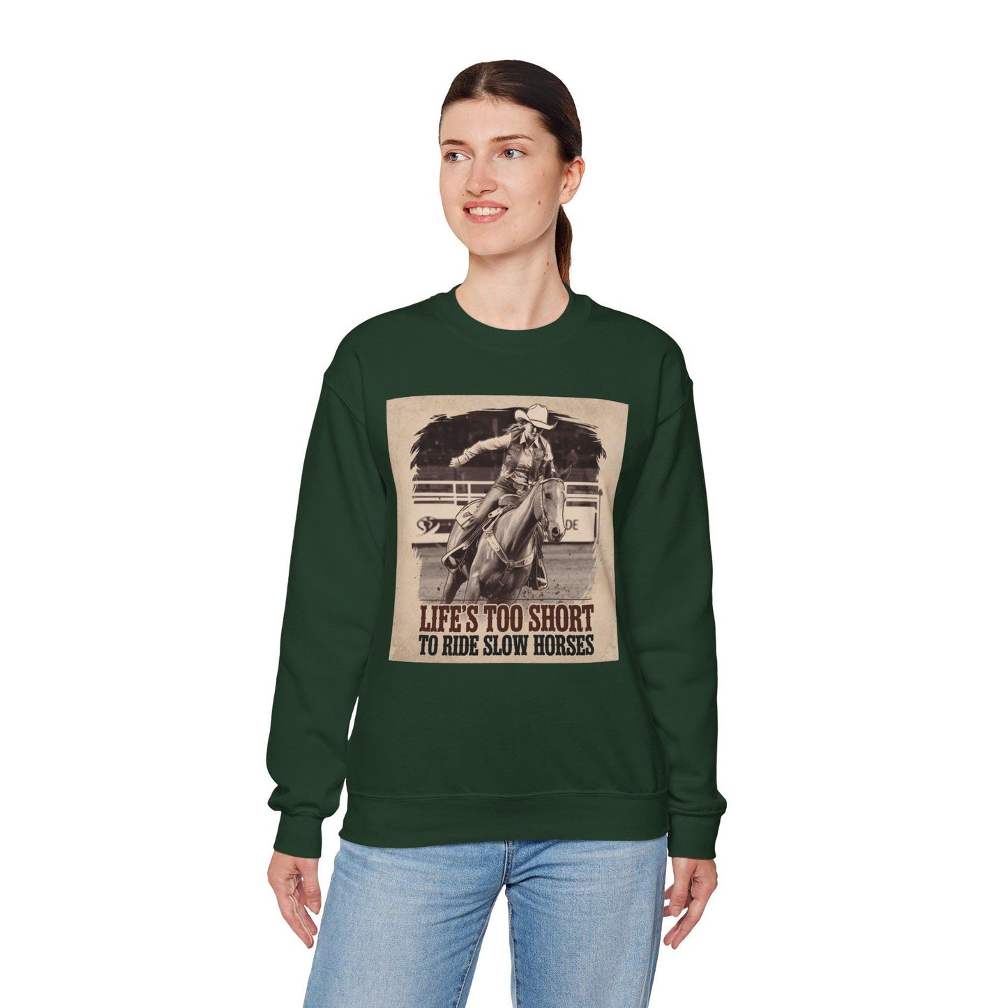 Life is too short to ride slow horses Heavy Blend™ Crewneck Sweatshirt