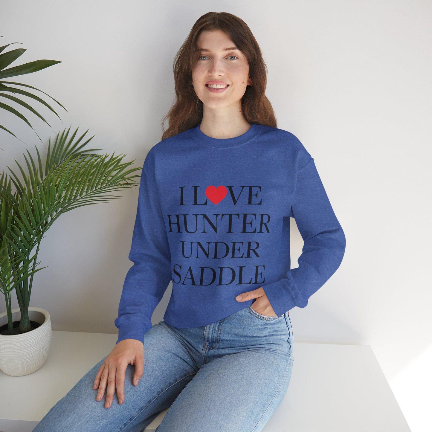 I Love Hunter Under Saddle Sweatshirt, equestrian, English riding, eventing, hunter, jumper, trainer gift, woman’s sweatshirt, dressage