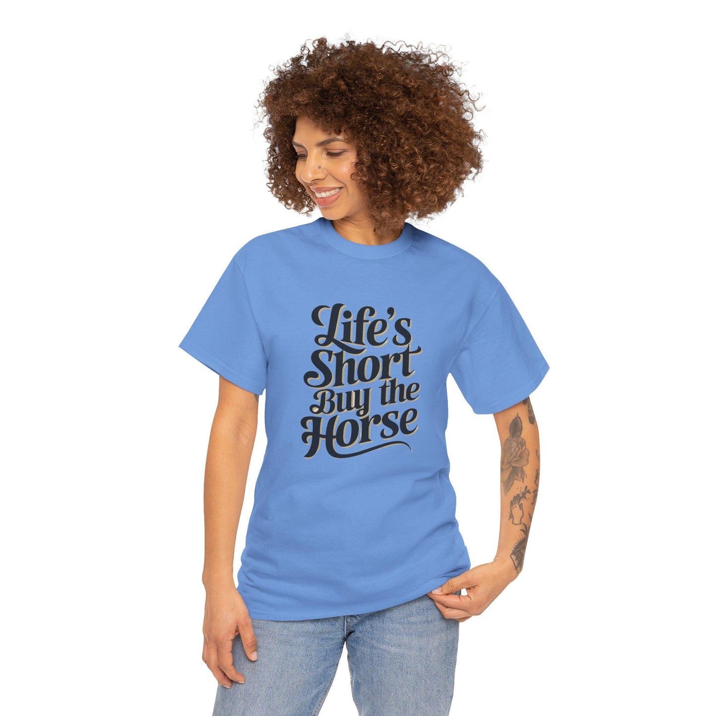 Equestrian Tee, Horse Lover T-Shirt, Funny Graphic Shirt, Life's Short Buy The Horse, Equestrian Gift, Animal Print Tee