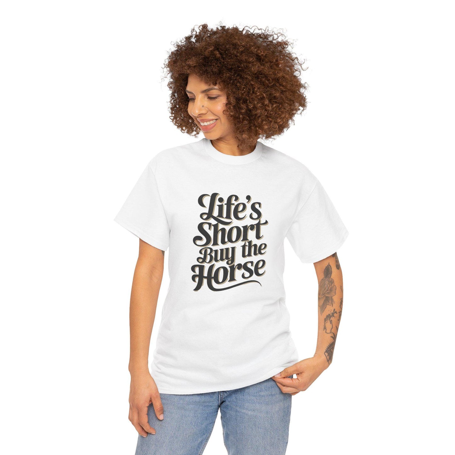 Equestrian Tee, Horse Lover T-Shirt, Funny Graphic Shirt, Life's Short Buy The Horse, Equestrian Gift, Animal Print Tee