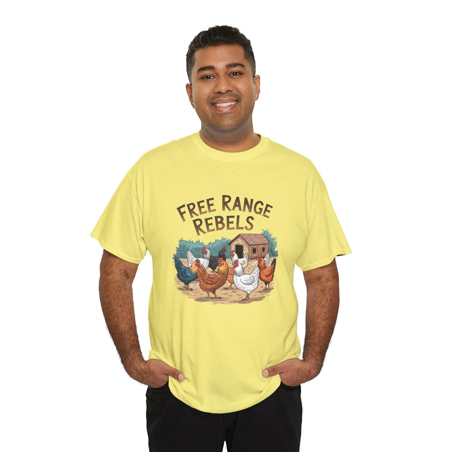 Free Range Rebel tee, chickens, chicken lover, farm animal, chicken humor, woman’s tee, men’s tee, country, retro