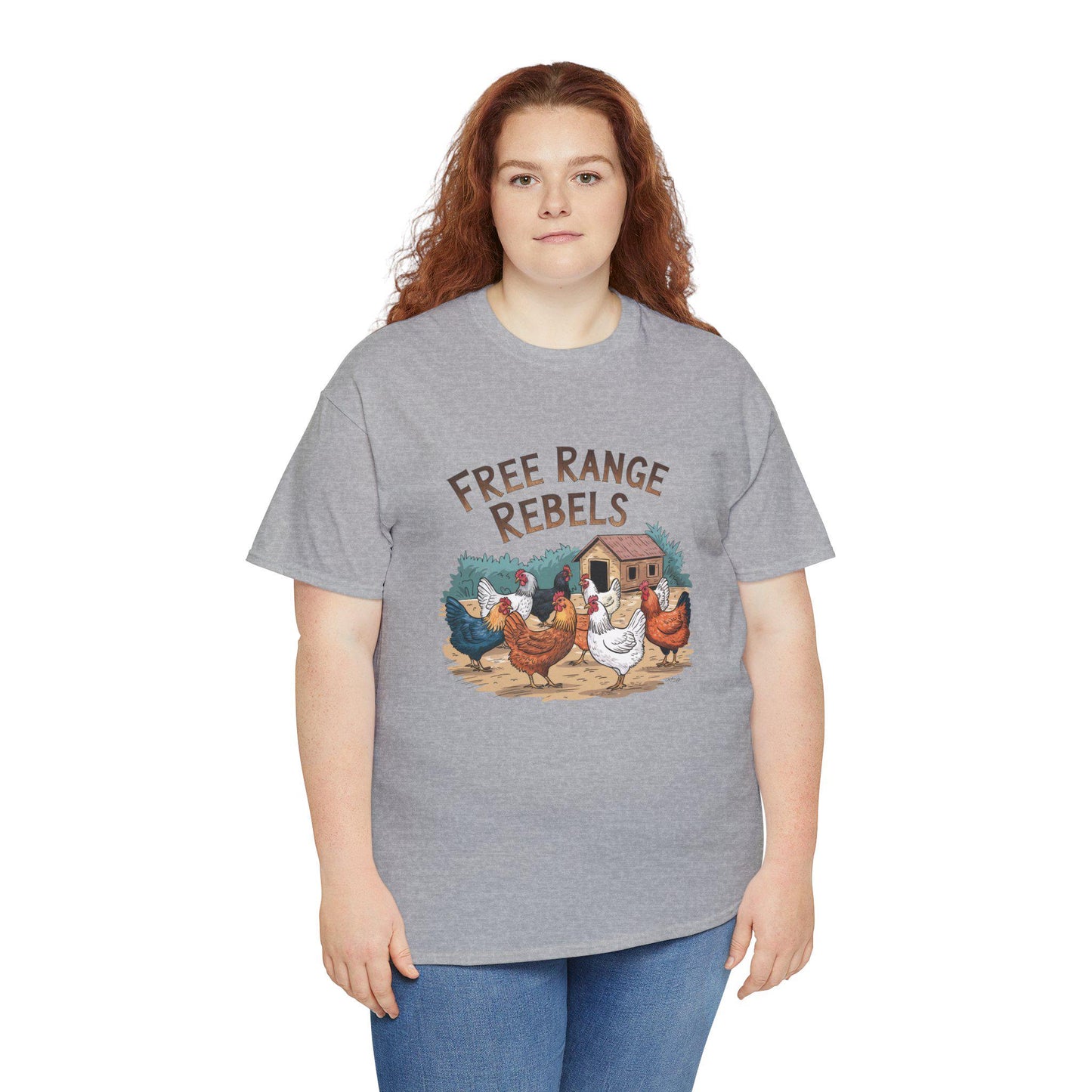 Free Range Rebel tee, chickens, chicken lover, farm animal, chicken humor, woman’s tee, men’s tee, country, retro