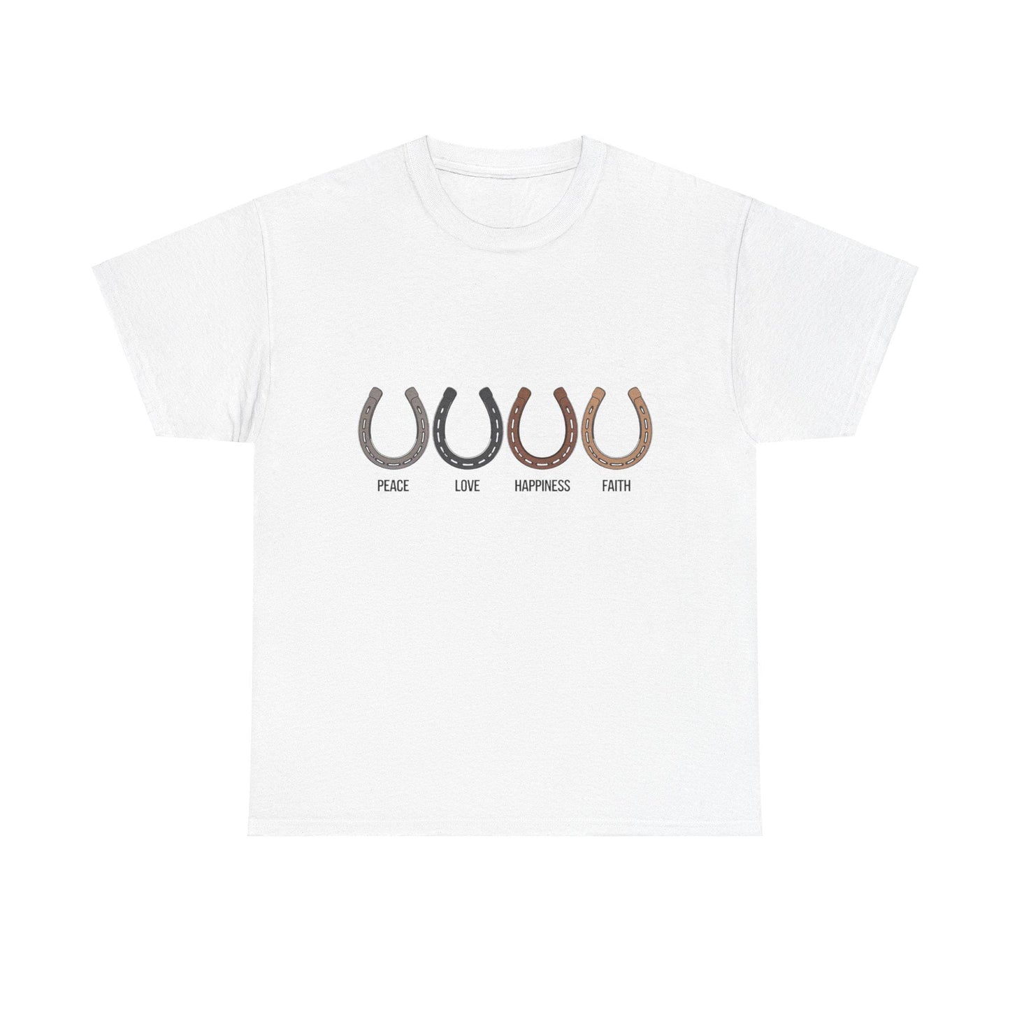 Peace Love Happiness Faith Unisex Heavy Cotton Tee