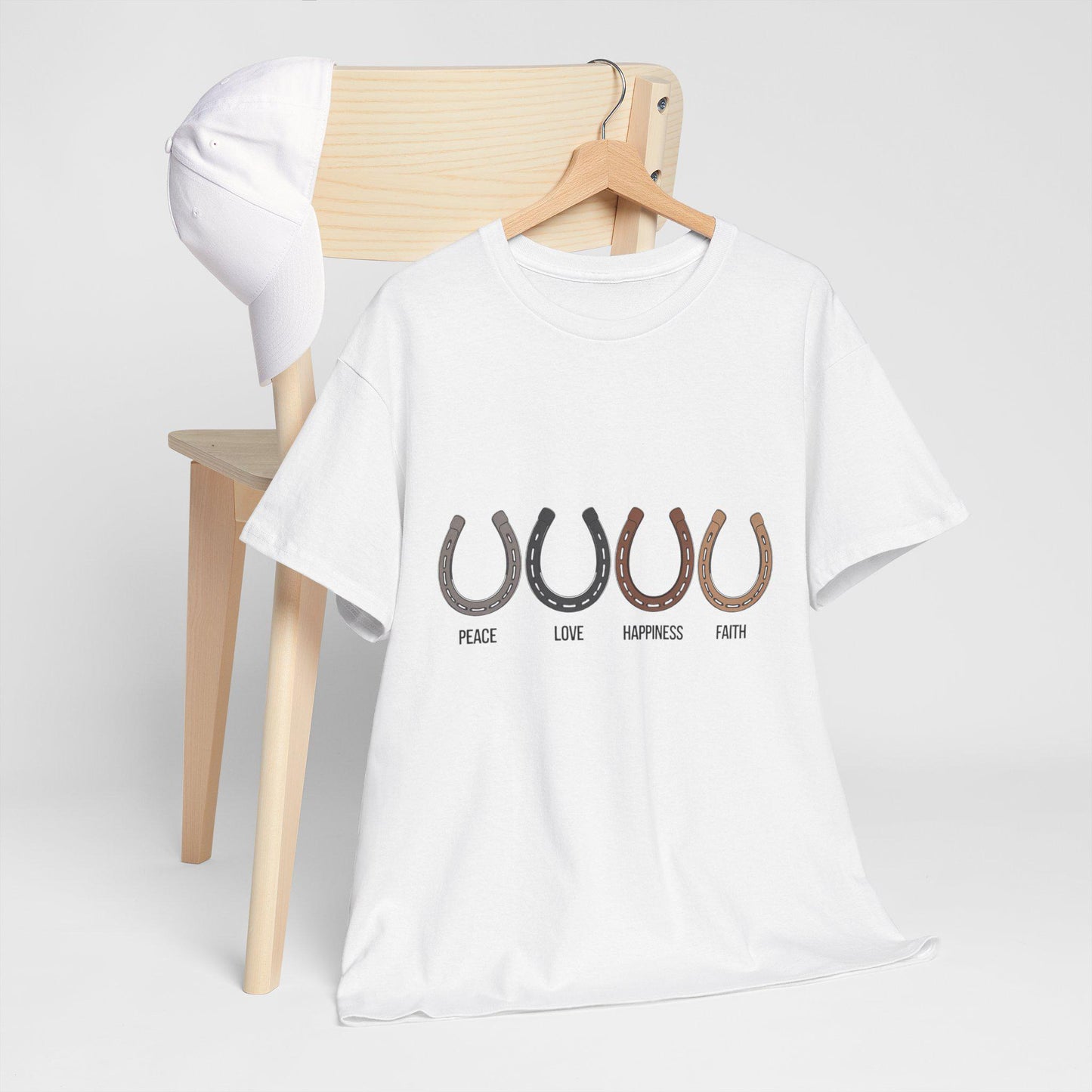 Peace Love Happiness Faith Unisex Heavy Cotton Tee