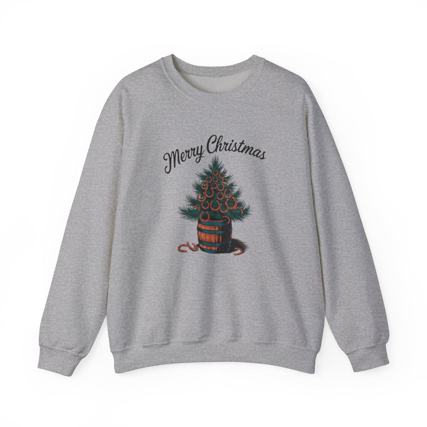 Merry Christmas Horse Shoe tree Heavy Blend™ Crewneck Sweatshirt