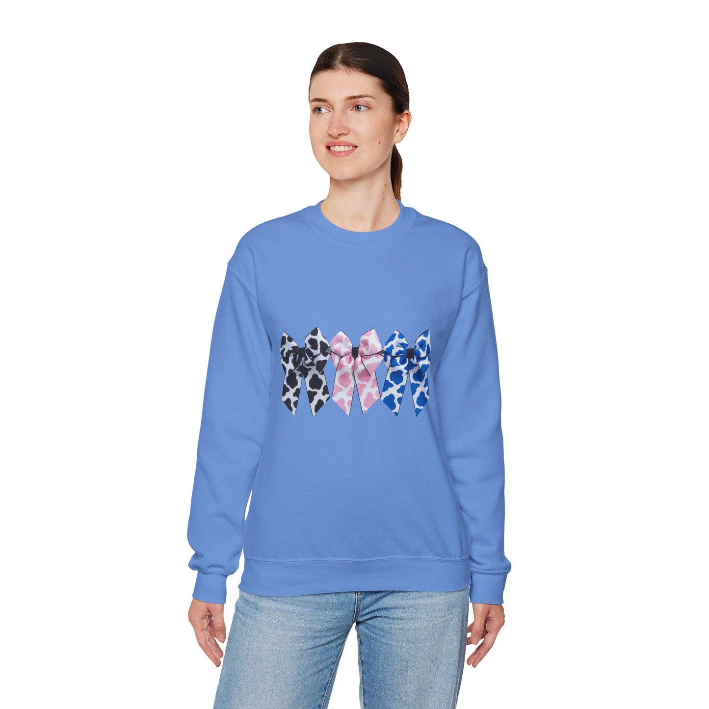 Cow Print Coquette Sweatshirt, Coquette sweater, Farm, Country, Barn, Animal print, bows