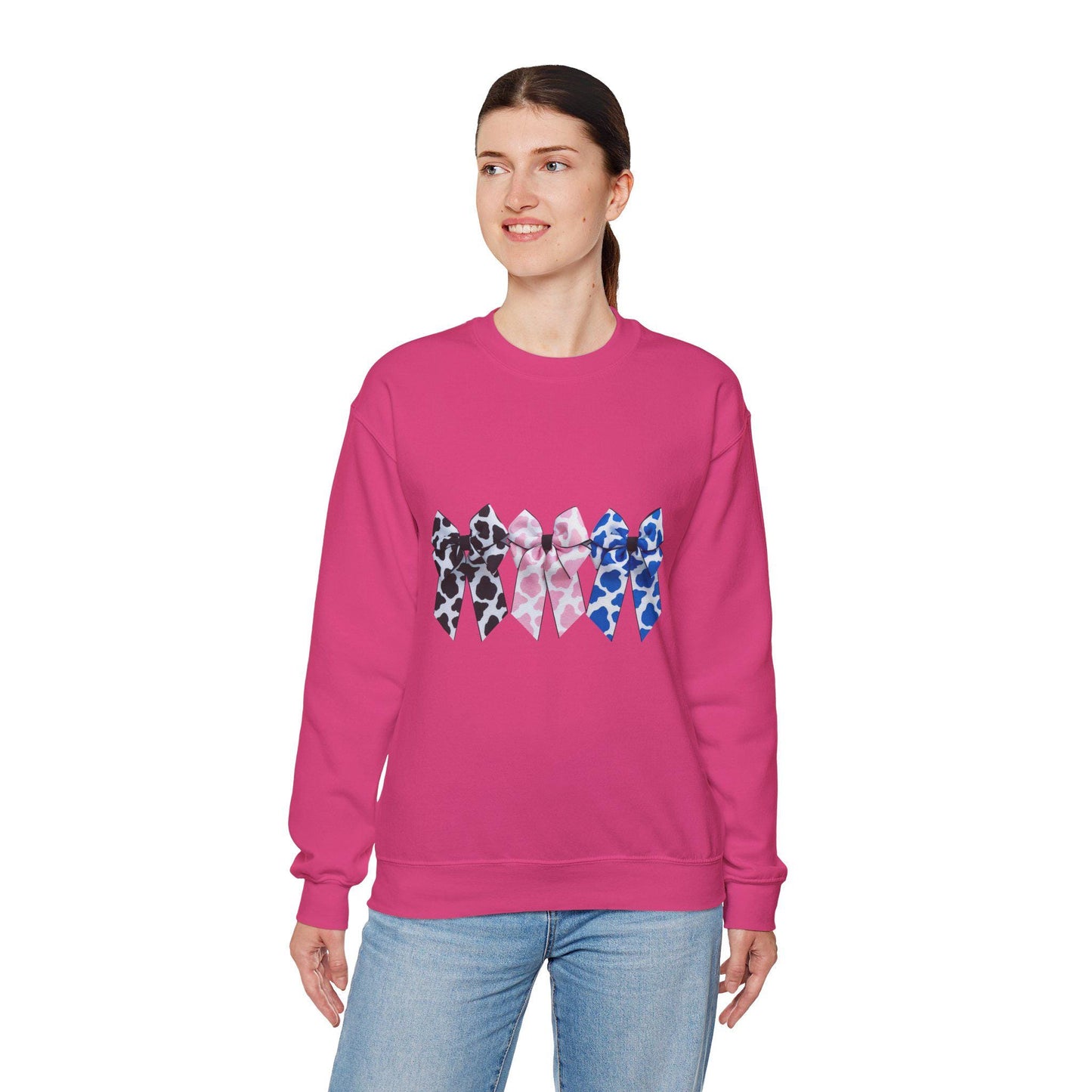 Cow Print Coquette Sweatshirt, Coquette sweater, Farm, Country, Barn, Animal print, bows