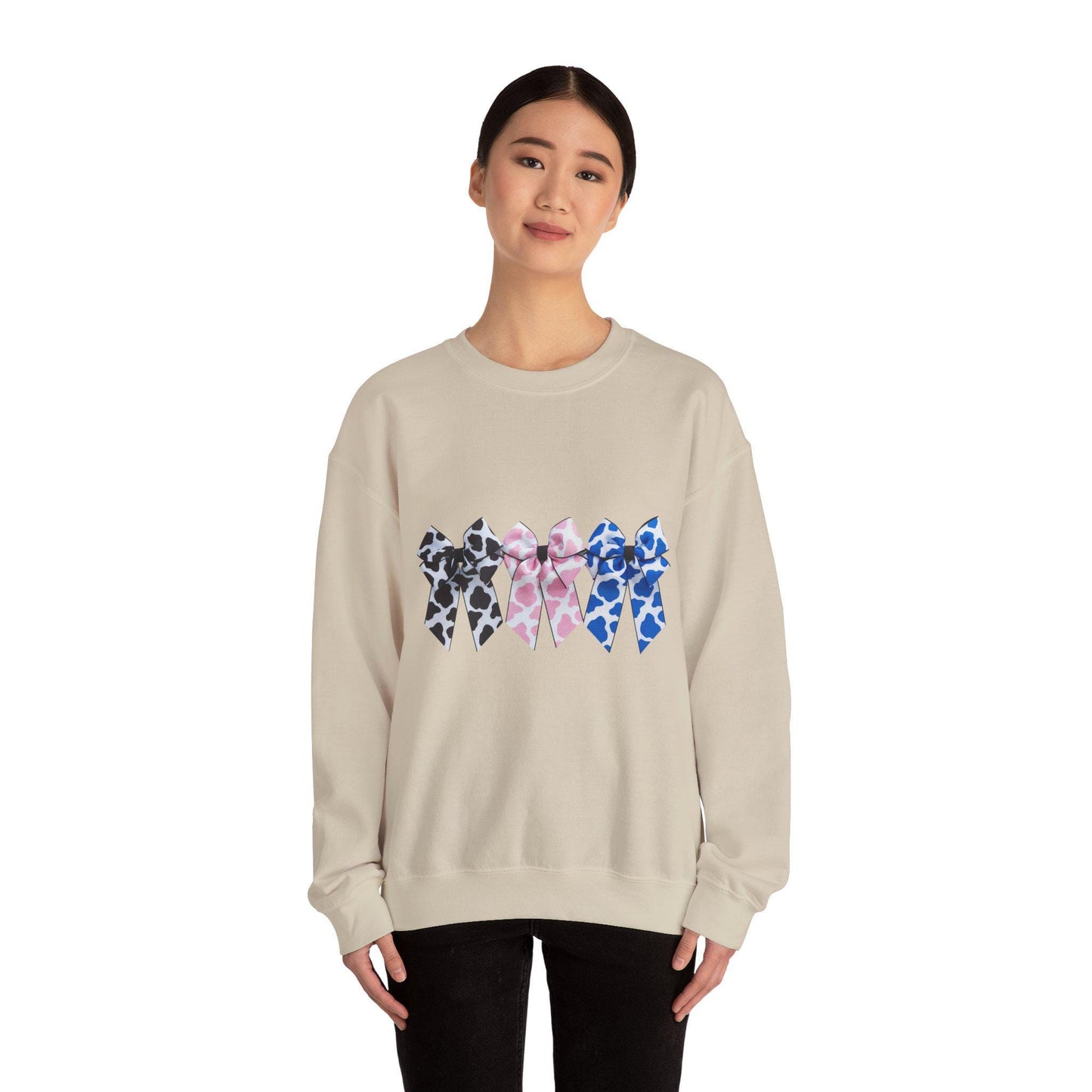 Cow Print Coquette Sweatshirt, Coquette sweater, Farm, Country, Barn, Animal print, bows