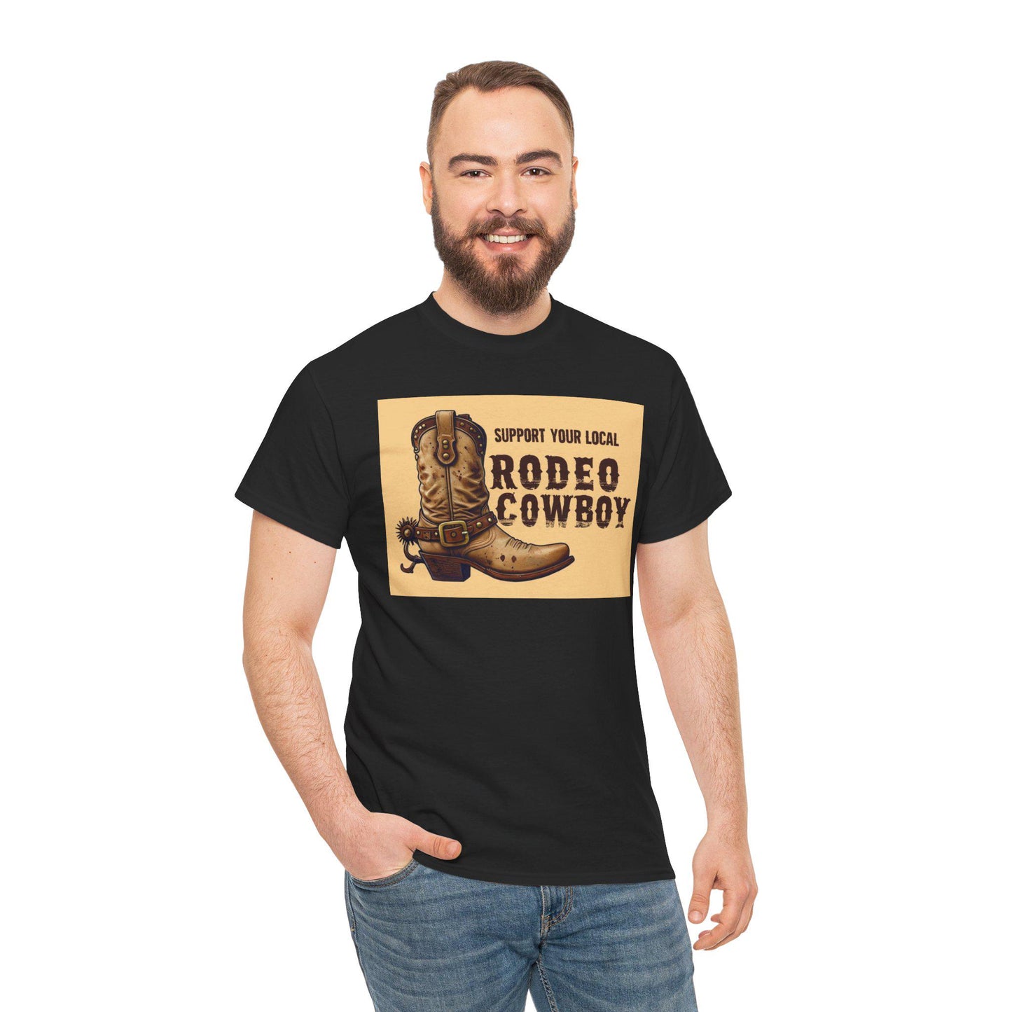 Rodeo Cowboy Tee, Horse Lover Shirt, Western Style Top, Unisex Graphic Tee, Support Local Rodeo, Cowboy Fan Gift, Rodeo Apparel