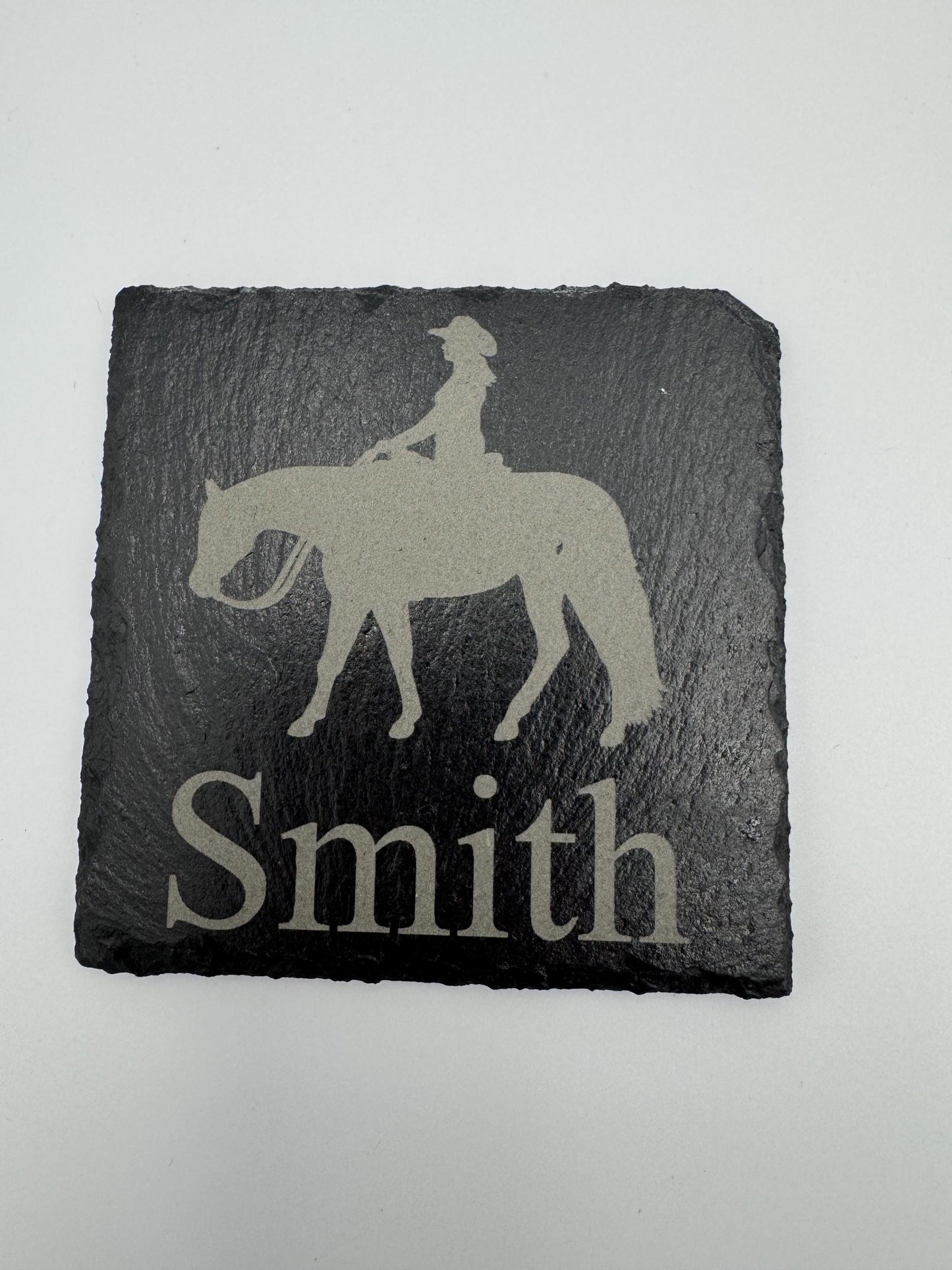 Customizable Slate 4” Drink Coasters with Holder Drink Coasters Horse Themed Drink Coasters Slate Coaster Rock Coaster