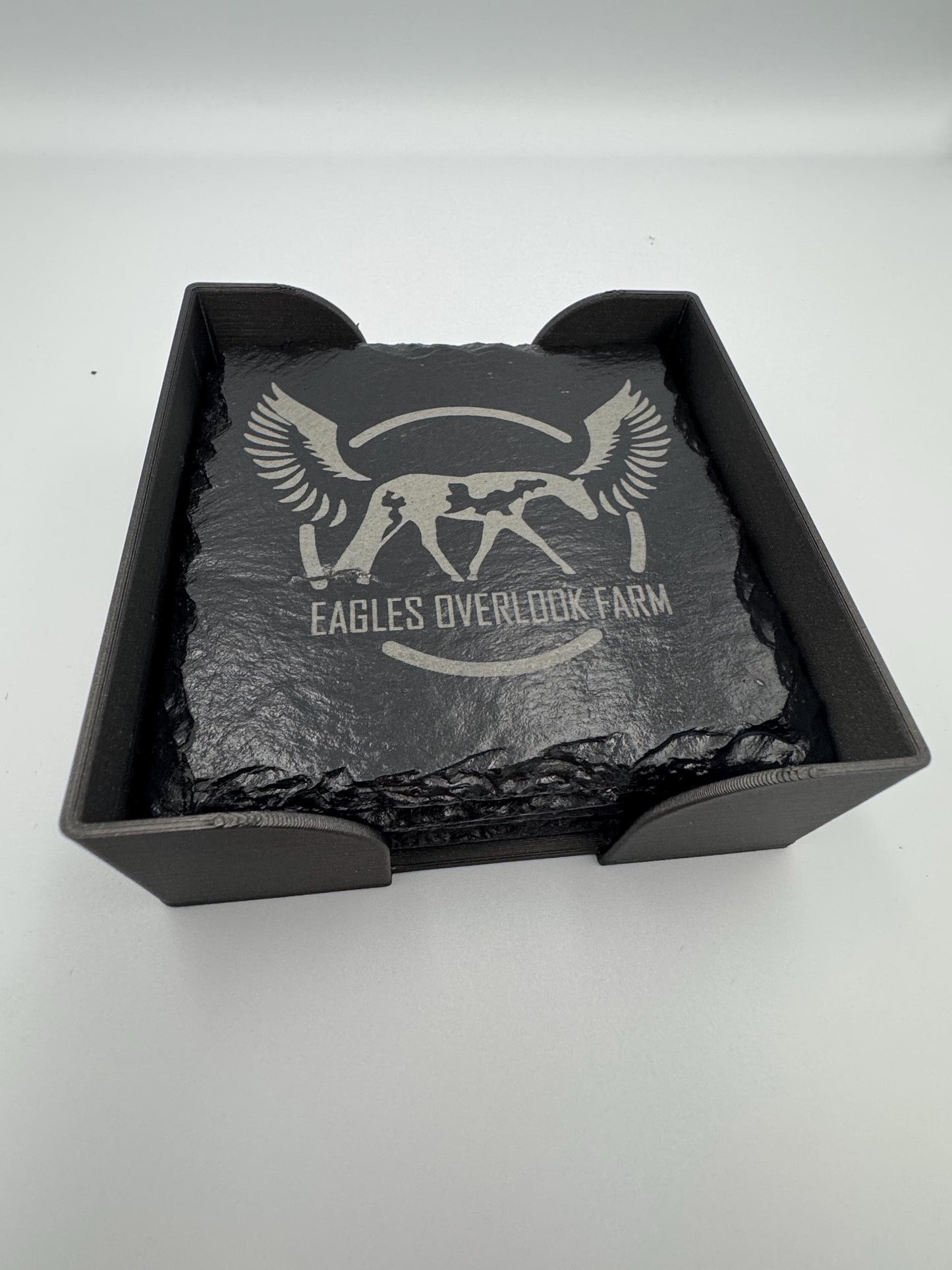 Customizable Slate 4” Drink Coasters with Holder Drink Coasters Horse Themed Drink Coasters Slate Coaster Rock Coaster