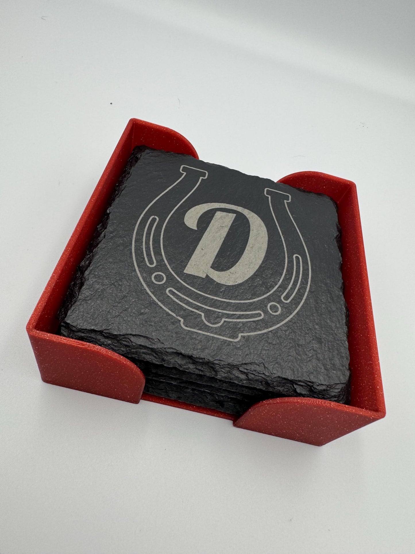 Customizable Slate 4” Drink Coasters with Holder Drink Coasters Horse Themed Drink Coasters Slate Coaster Rock Coaster