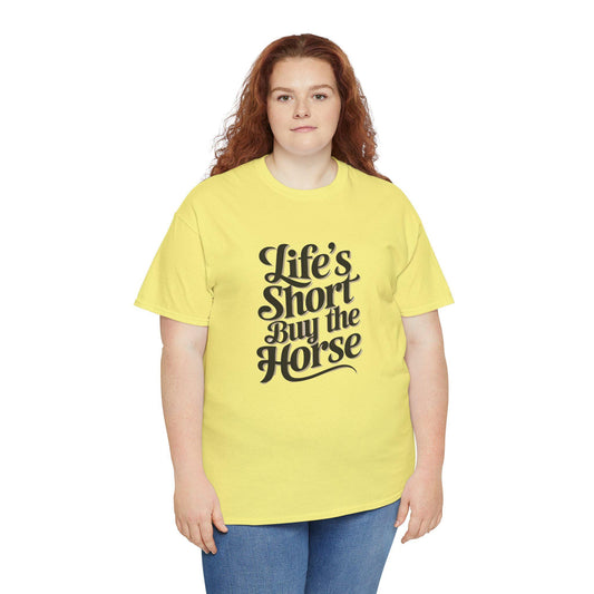 Equestrian Tee, Horse Lover T-Shirt, Funny Graphic Shirt, Life's Short Buy The Horse, Equestrian Gift, Animal Print Tee