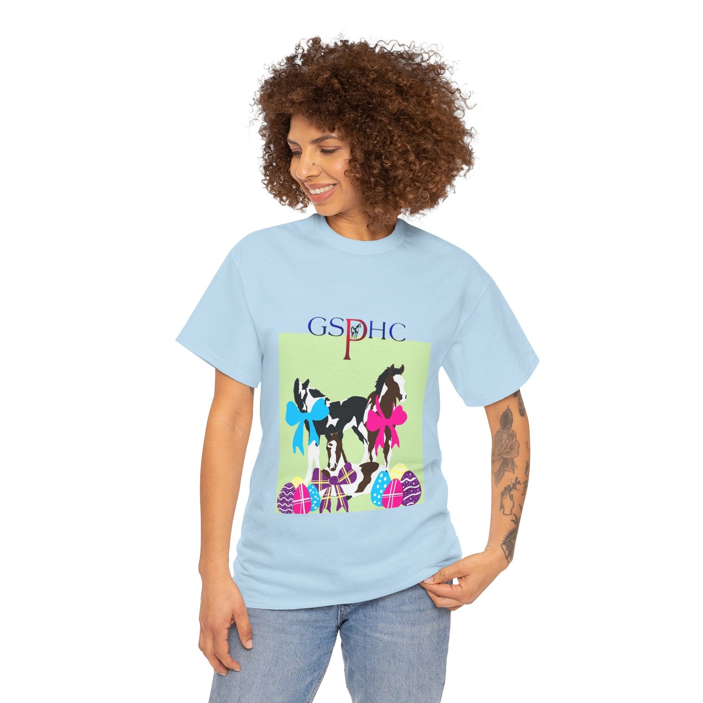 Unisex Heavy Cotton Tee - Equestrian Easter Design