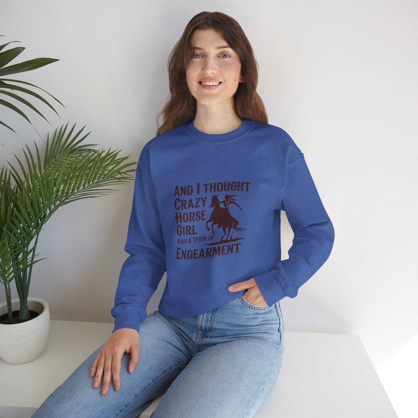 Crazy Horse Girl Sweatshirt, equestrian, dressage, eventing, jumping, hunter, western, ranch, barn, trainer gift