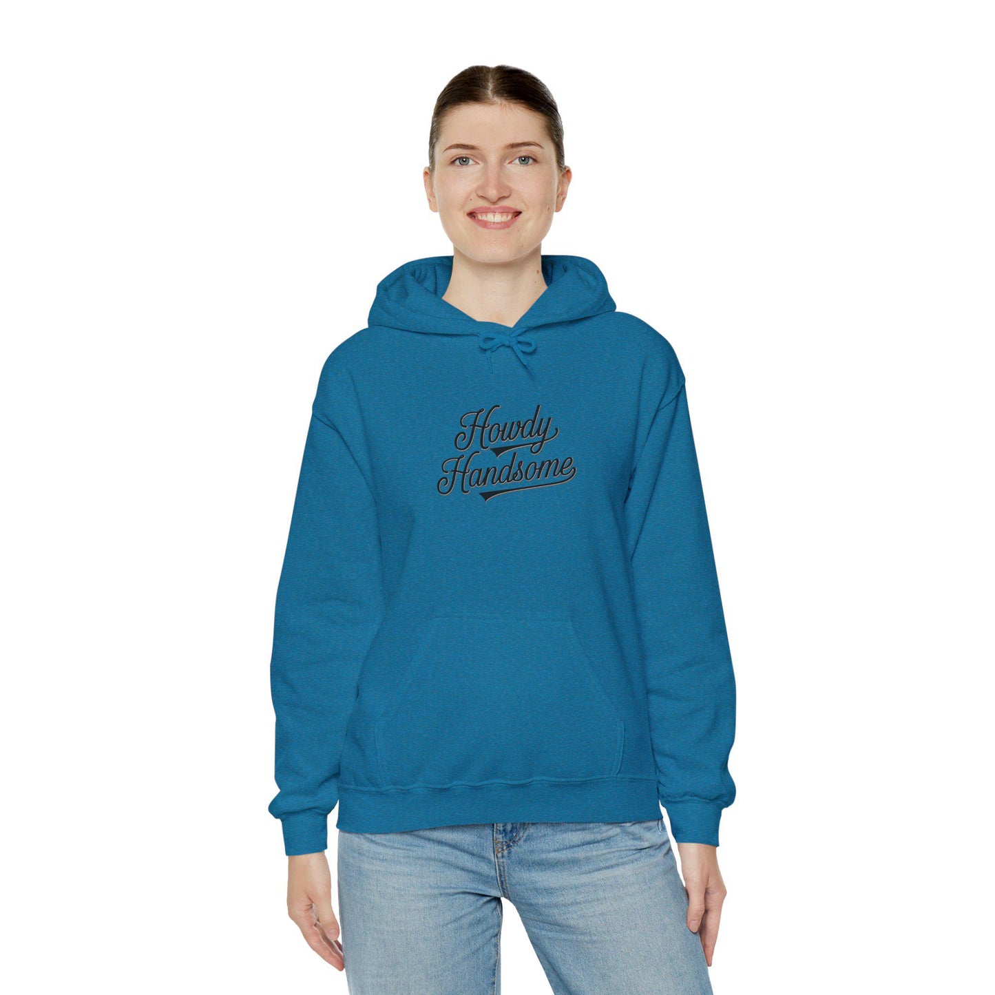 Howdy Handsome Hoodie - Unisex Heavy Blend Hooded Sweatshirt, Cute Western Style Pullover, Rancher Gift, Cowboy Sweater, Rodeo Apparel,