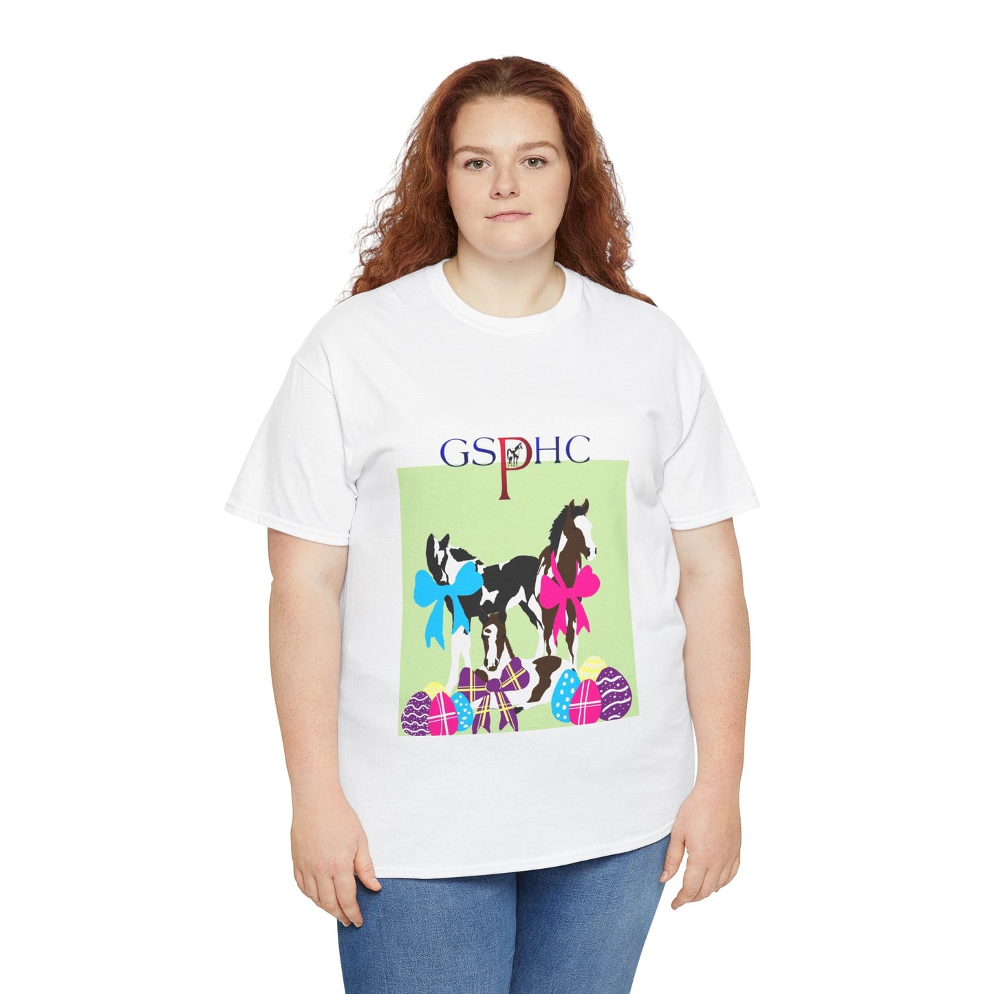 Unisex Heavy Cotton Tee - Equestrian Easter Design