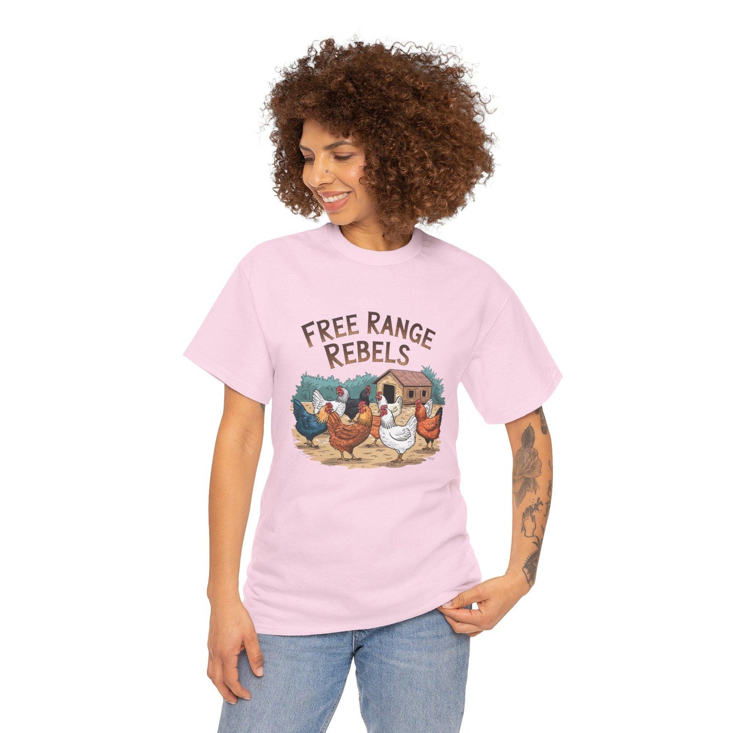 Free Range Rebel tee, chickens, chicken lover, farm animal, chicken humor, woman’s tee, men’s tee, country, retro