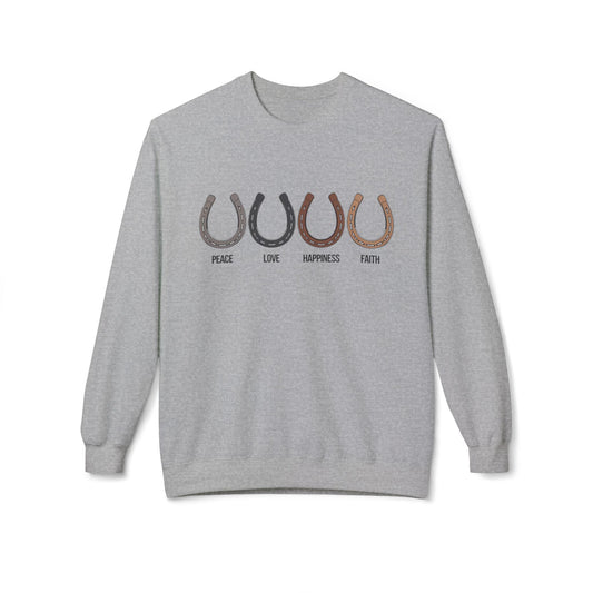 Peace Love Happiness Faith Midweight Softstyle Fleece Crewneck Sweatshirt