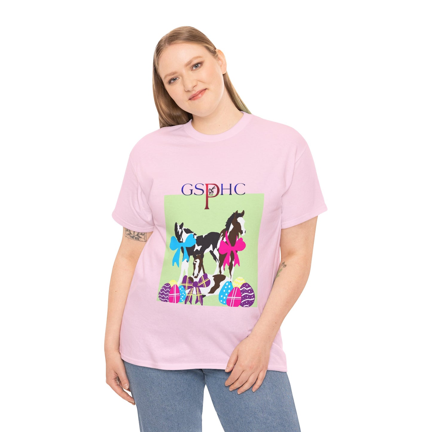 Unisex Heavy Cotton Tee - Equestrian Easter Design