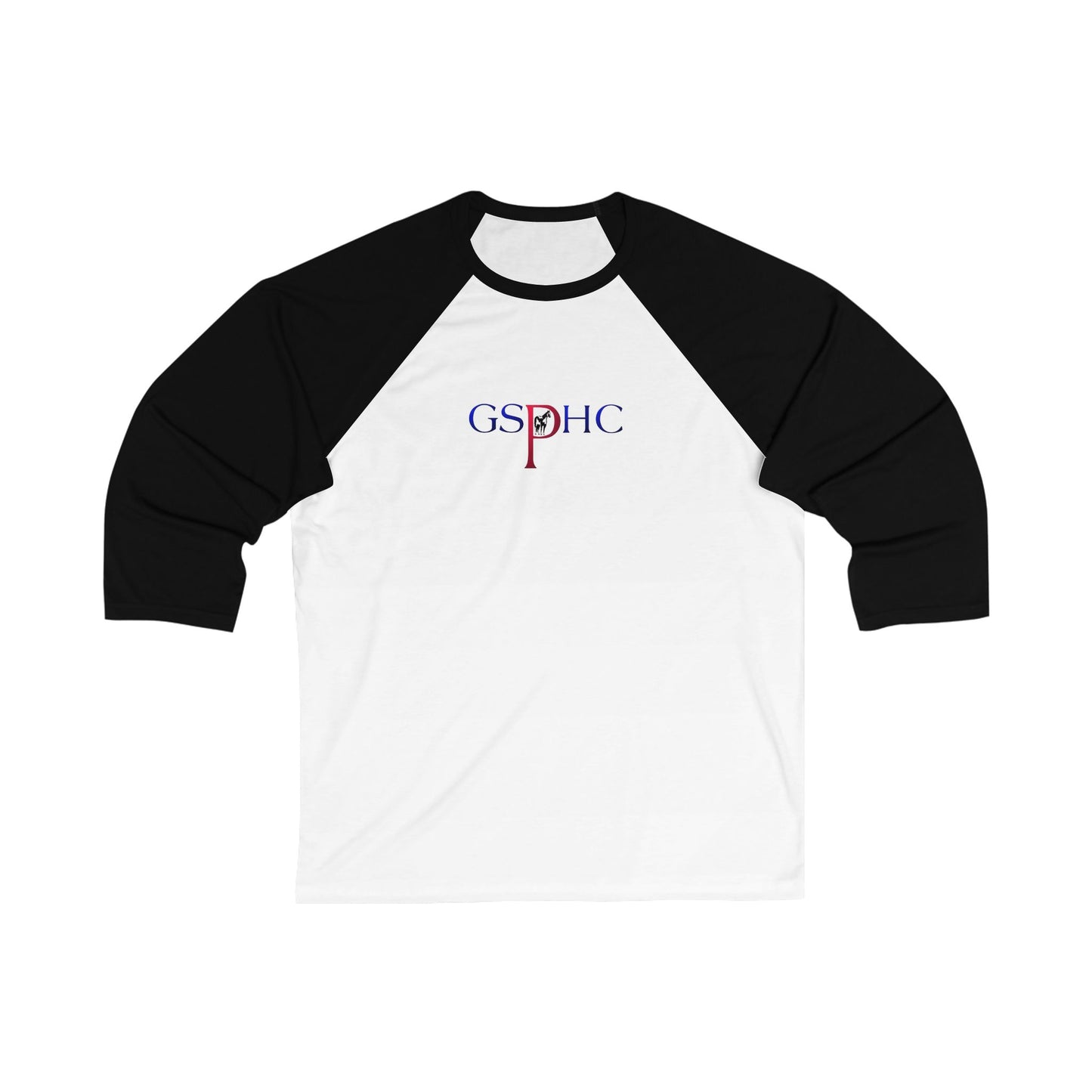 Unisex 3/4 Sleeve Baseball Tee - GSPHC Design for Horse Enthusiasts