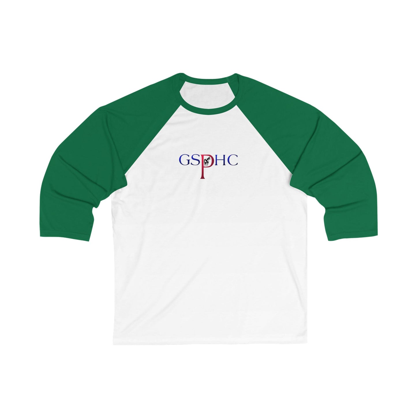 Unisex 3/4 Sleeve Baseball Tee - GSPHC Design for Horse Enthusiasts