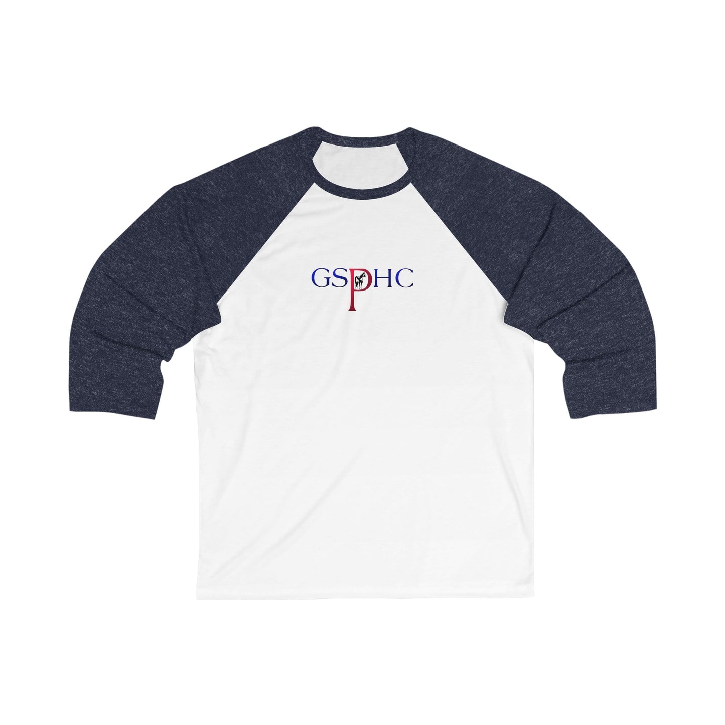 Unisex 3/4 Sleeve Baseball Tee - GSPHC Design for Horse Enthusiasts