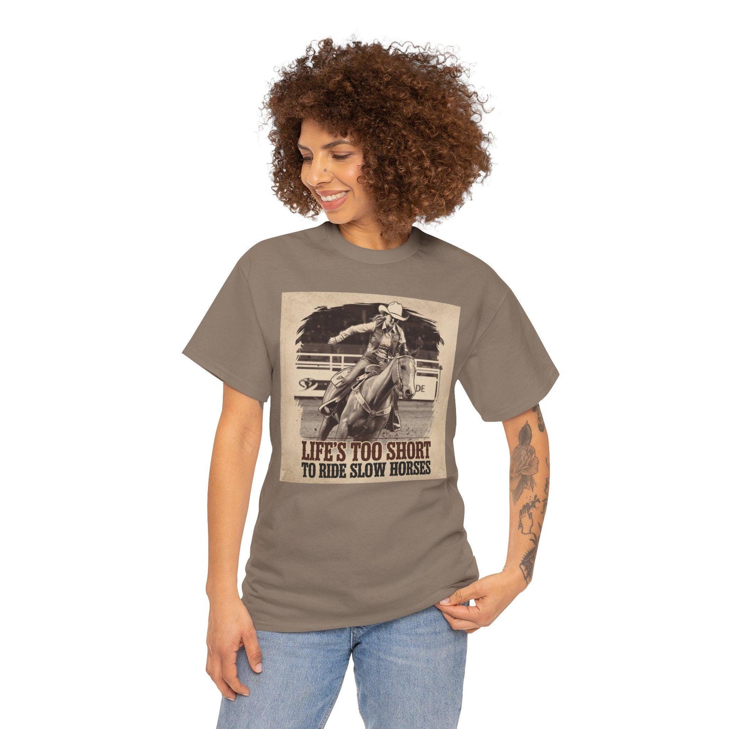 Life is too short to ride slow horses Heavy Cotton Tee