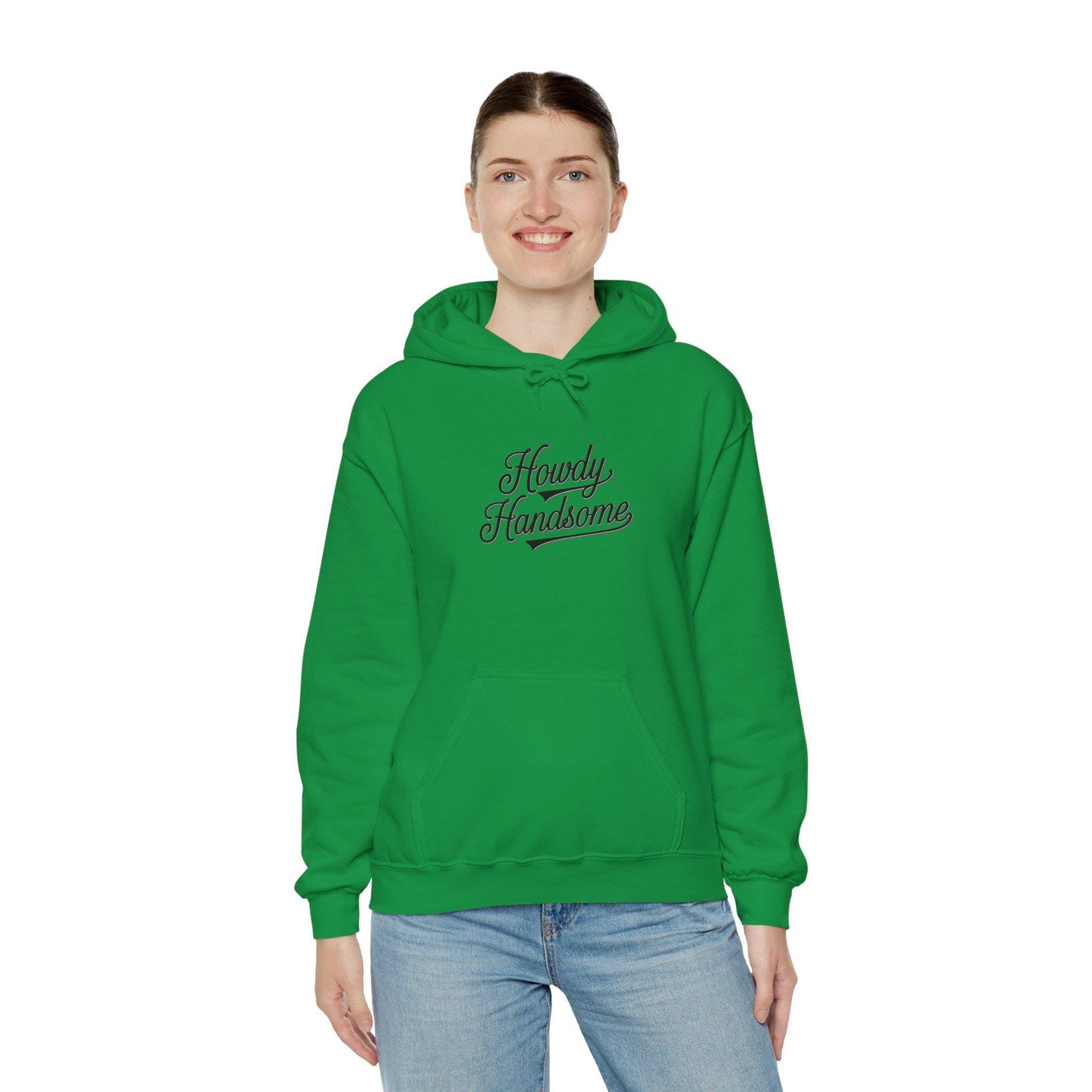 Howdy Handsome Hoodie - Unisex Heavy Blend Hooded Sweatshirt, Cute Western Style Pullover, Rancher Gift, Cowboy Sweater, Rodeo Apparel,