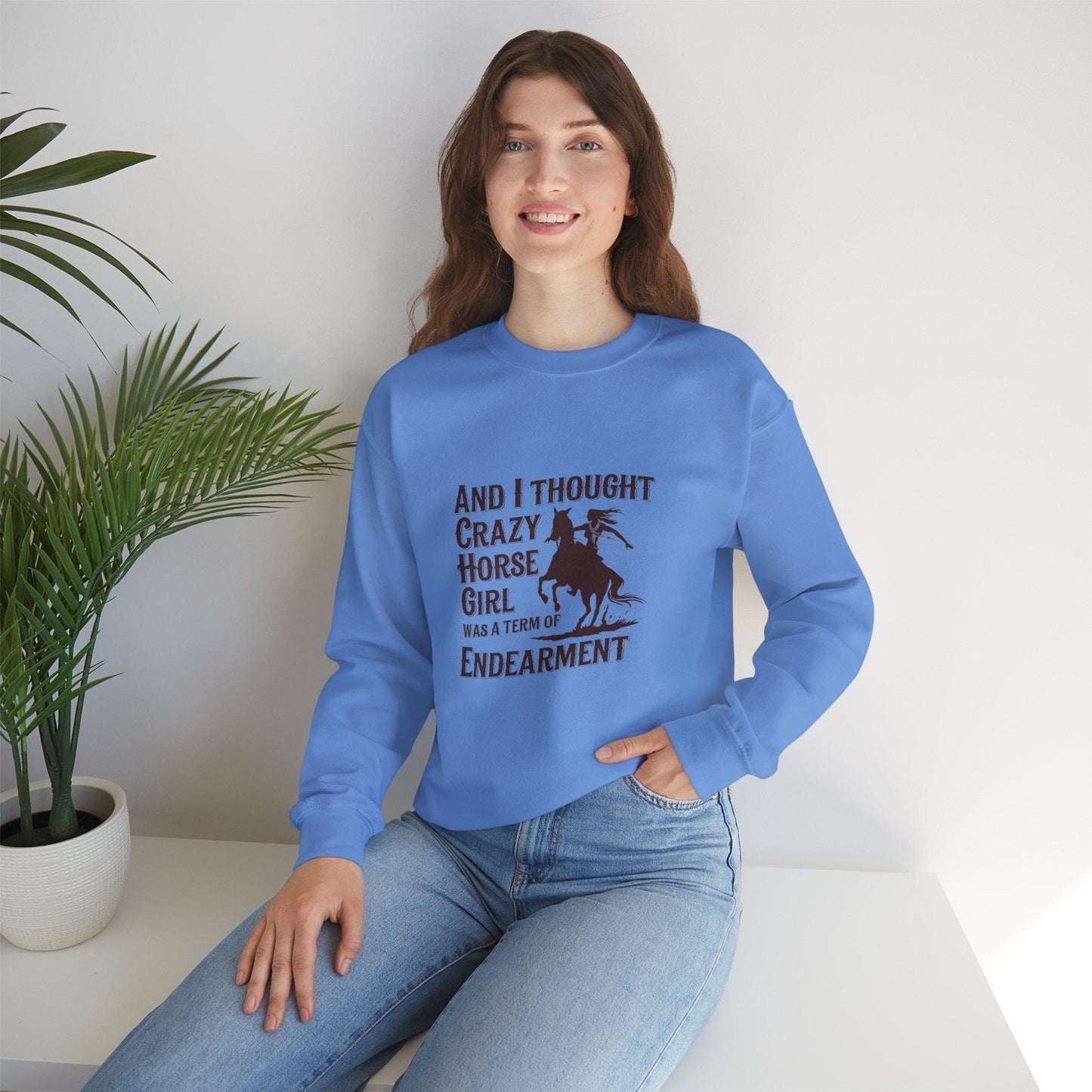 Crazy Horse Girl Sweatshirt, equestrian, dressage, eventing, jumping, hunter, western, ranch, barn, trainer gift