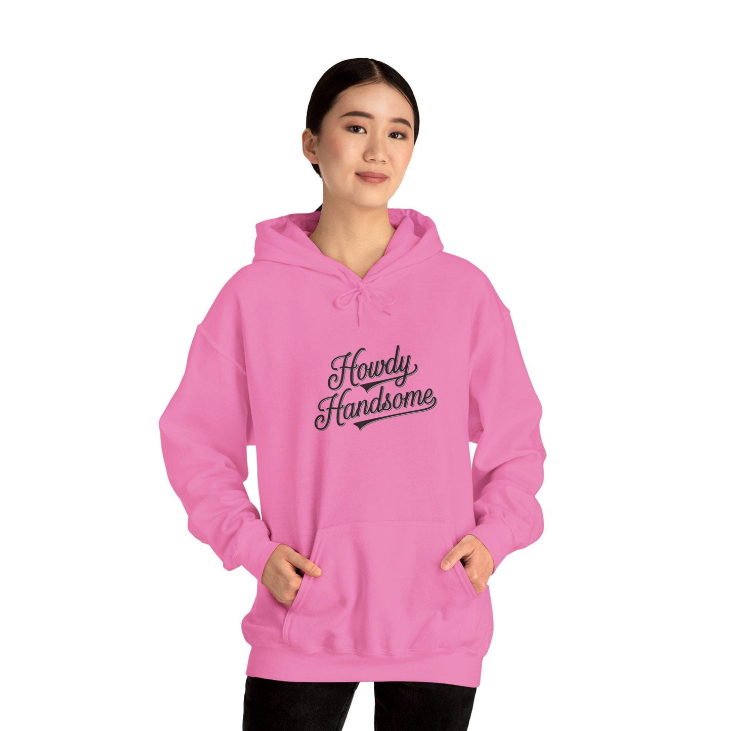 Howdy Handsome Hoodie - Unisex Heavy Blend Hooded Sweatshirt, Cute Western Style Pullover, Rancher Gift, Cowboy Sweater, Rodeo Apparel,