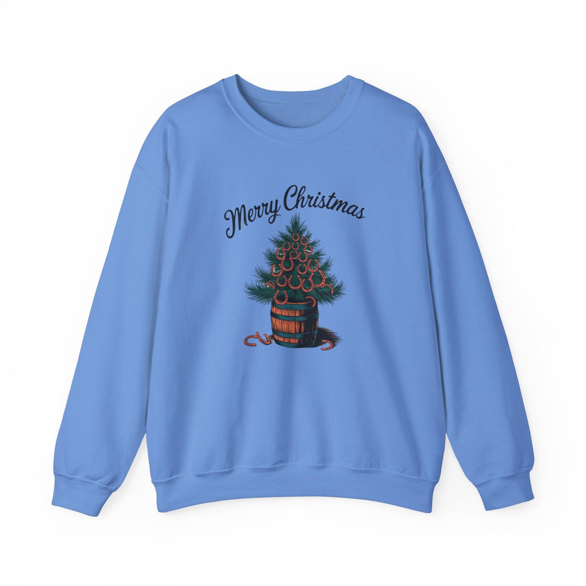 Merry Christmas Horse Shoe tree Heavy Blend™ Crewneck Sweatshirt