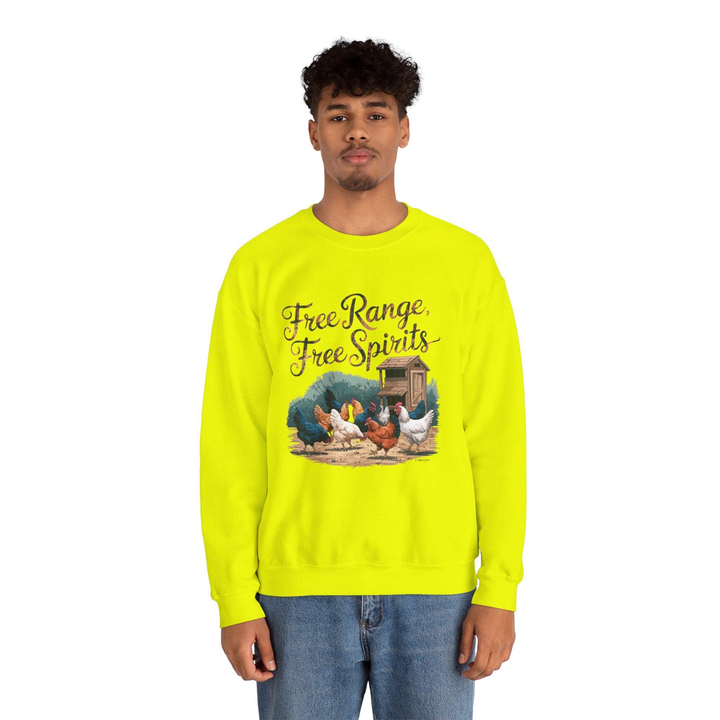 Free Range, Free Spirit Sweatshirt, chickens, chicken lover, farm animal, chicken humor, woman’s sweatshirt, men’s sweatshirt, country,retro