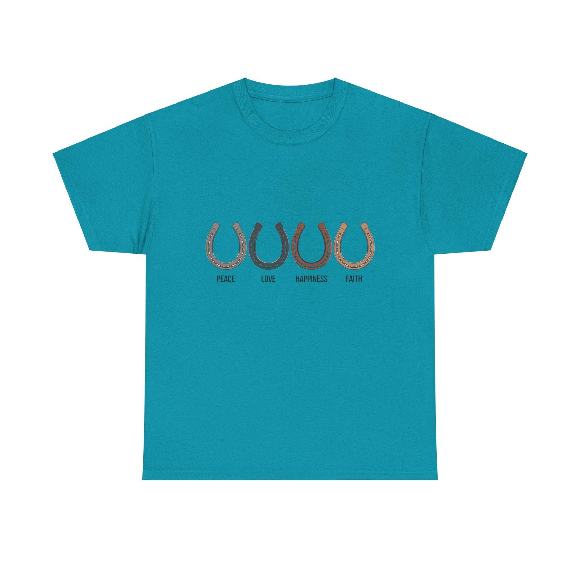 Peace Love Happiness Faith Unisex Heavy Cotton Tee