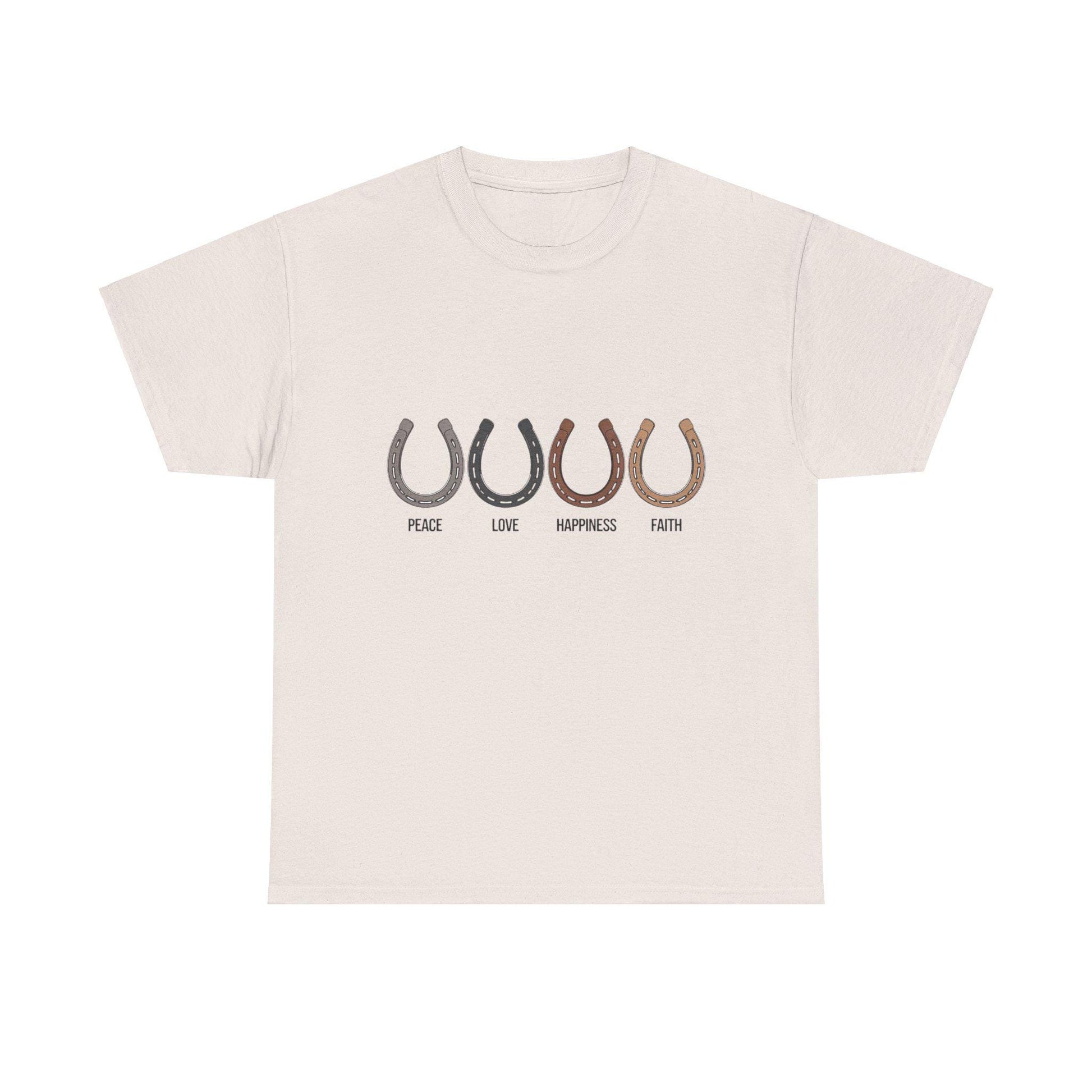 Peace Love Happiness Faith Unisex Heavy Cotton Tee