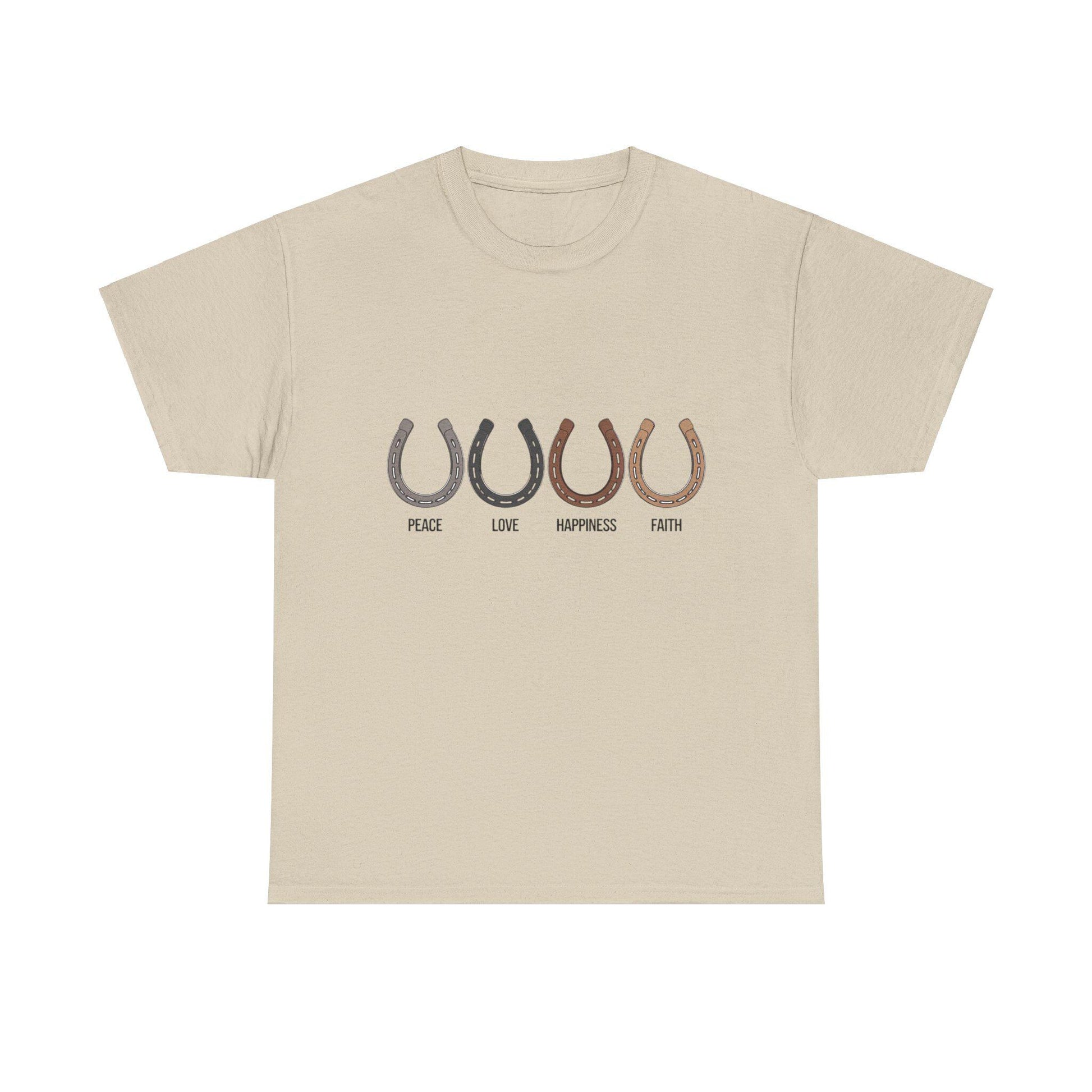 Peace Love Happiness Faith Unisex Heavy Cotton Tee