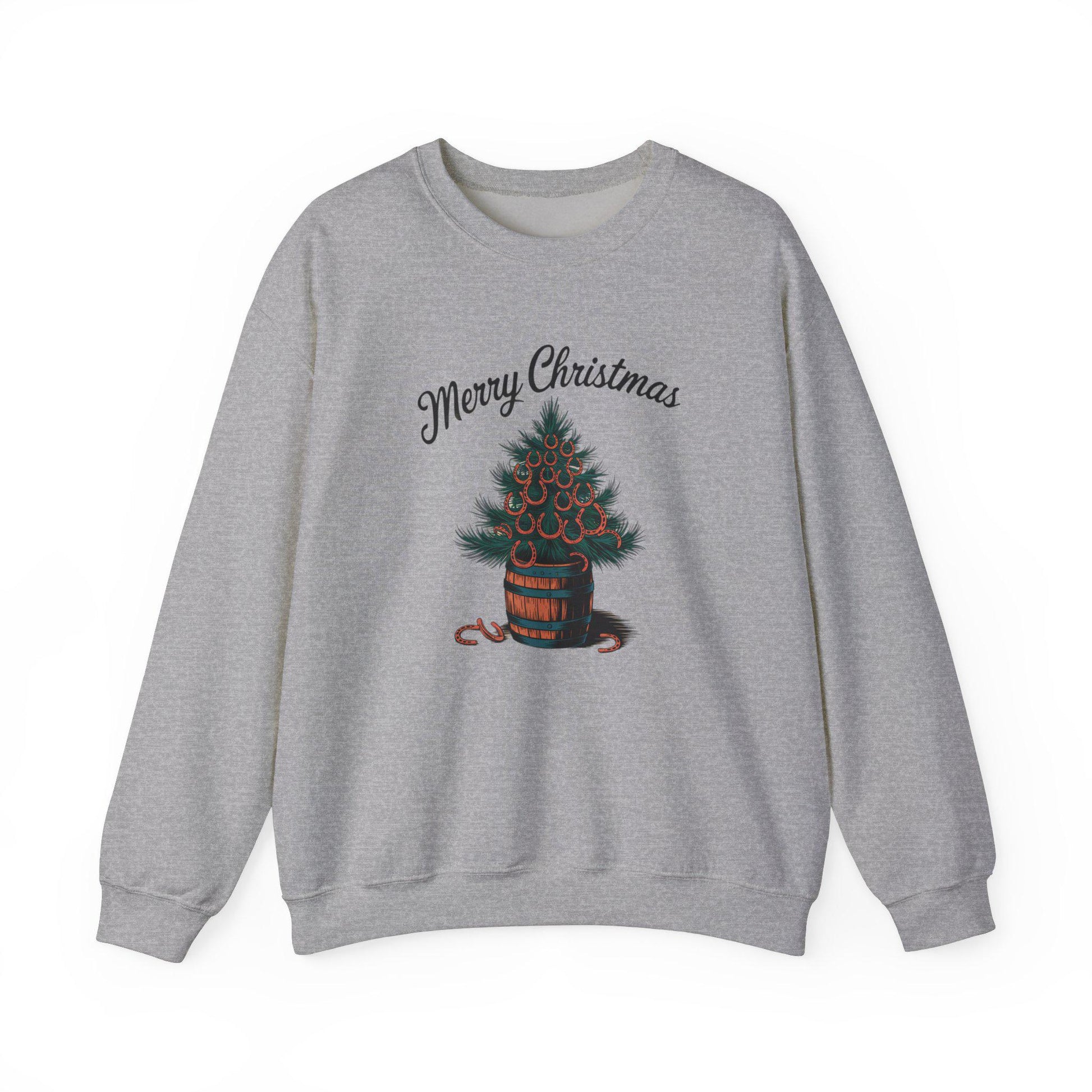 Merry Christmas Horse Shoe tree Heavy Blend™ Crewneck Sweatshirt
