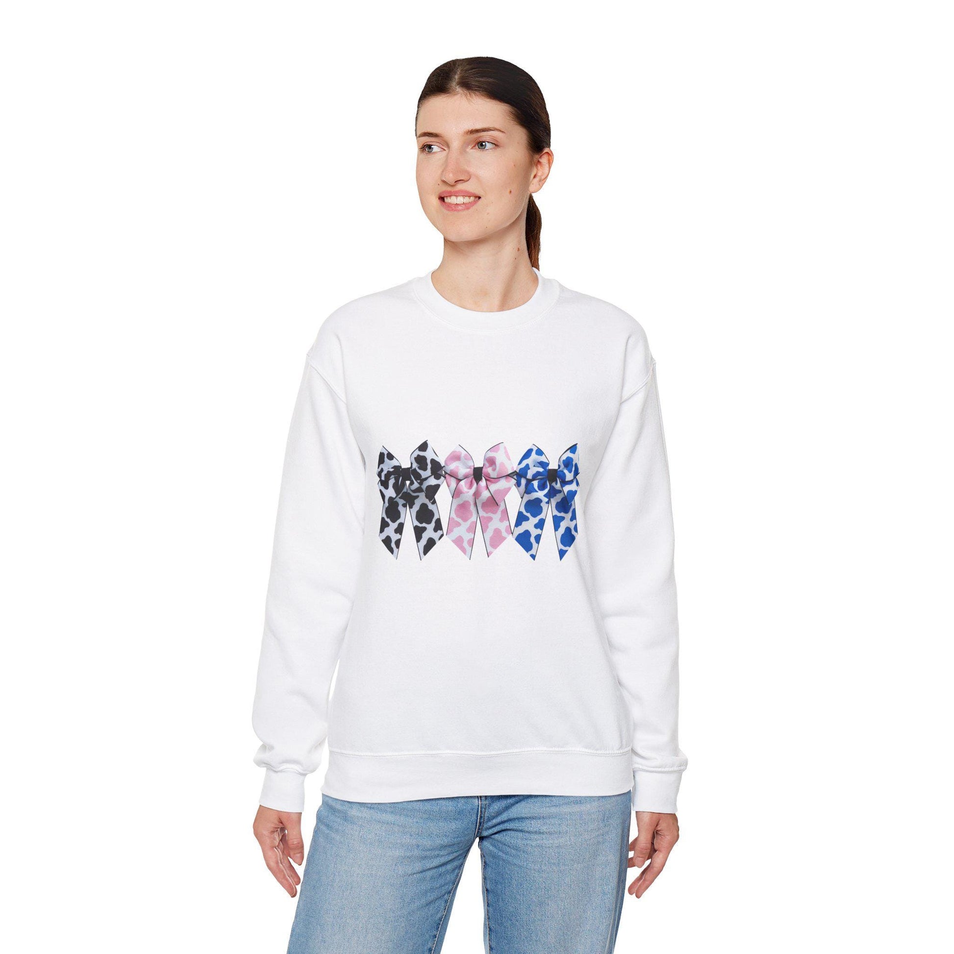 Cow Print Coquette Sweatshirt, Coquette sweater, Farm, Country, Barn, Animal print, bows