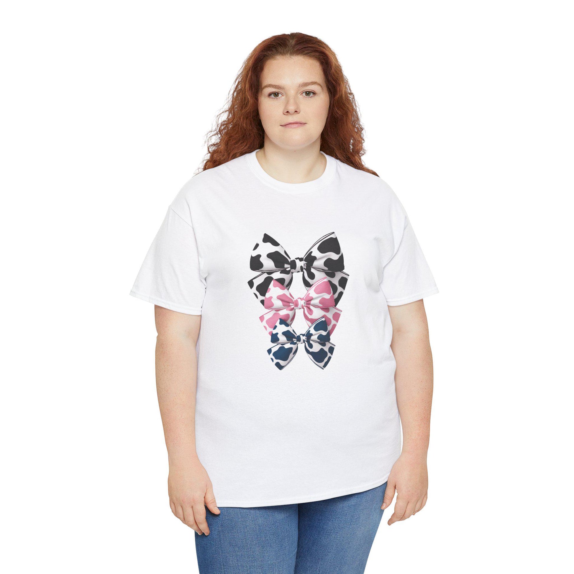 Cow Print Coquette Cotton Tee, Mom gift, teacher gift, girlfriend gift, christmas gift, animal print