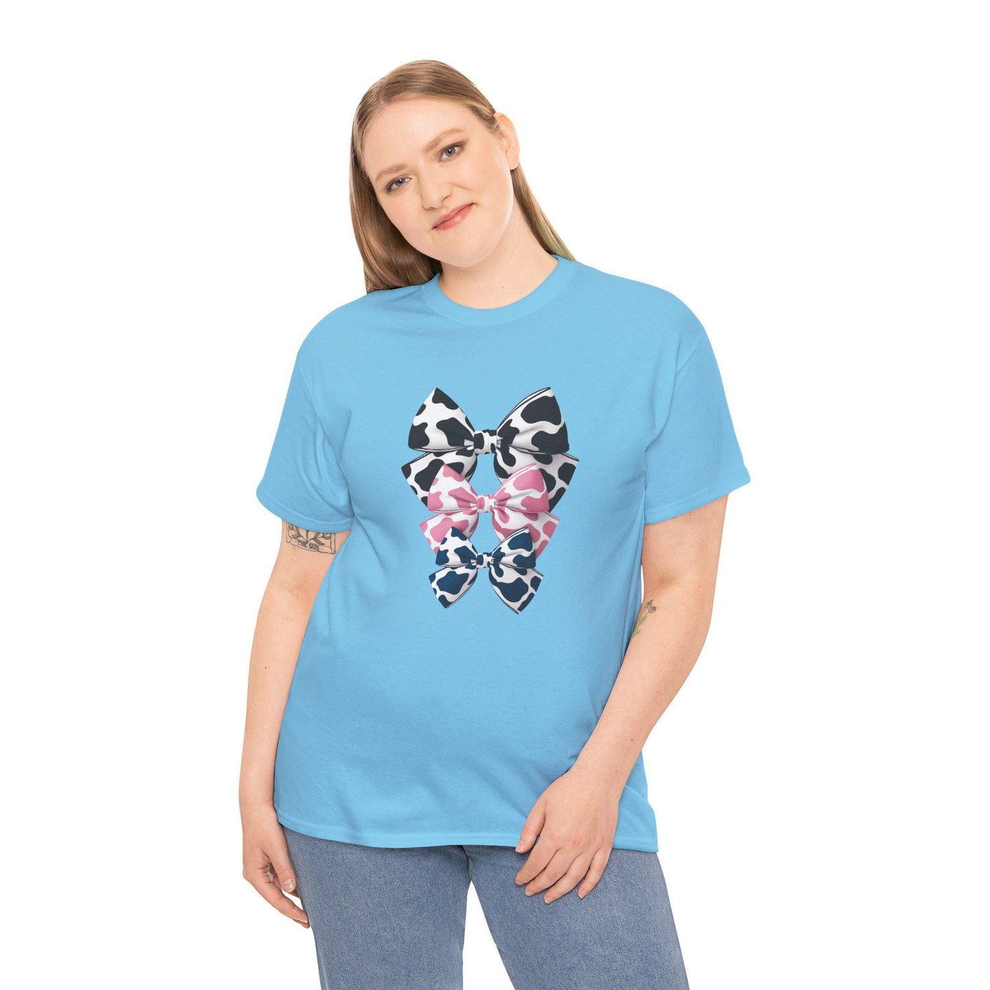 Cow Print Coquette Cotton Tee, Mom gift, teacher gift, girlfriend gift, christmas gift, animal print