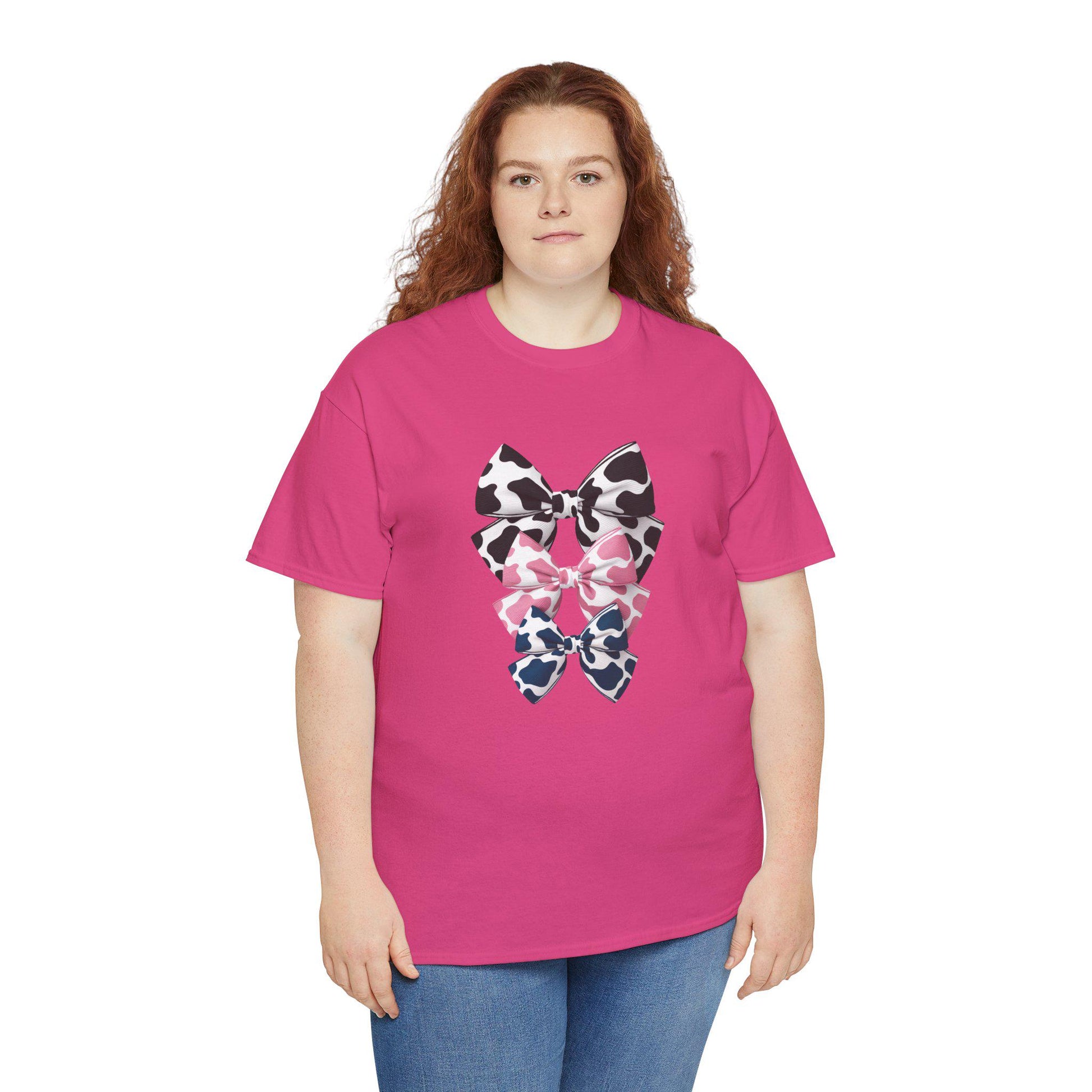 Cow Print Coquette Cotton Tee, Mom gift, teacher gift, girlfriend gift, christmas gift, animal print