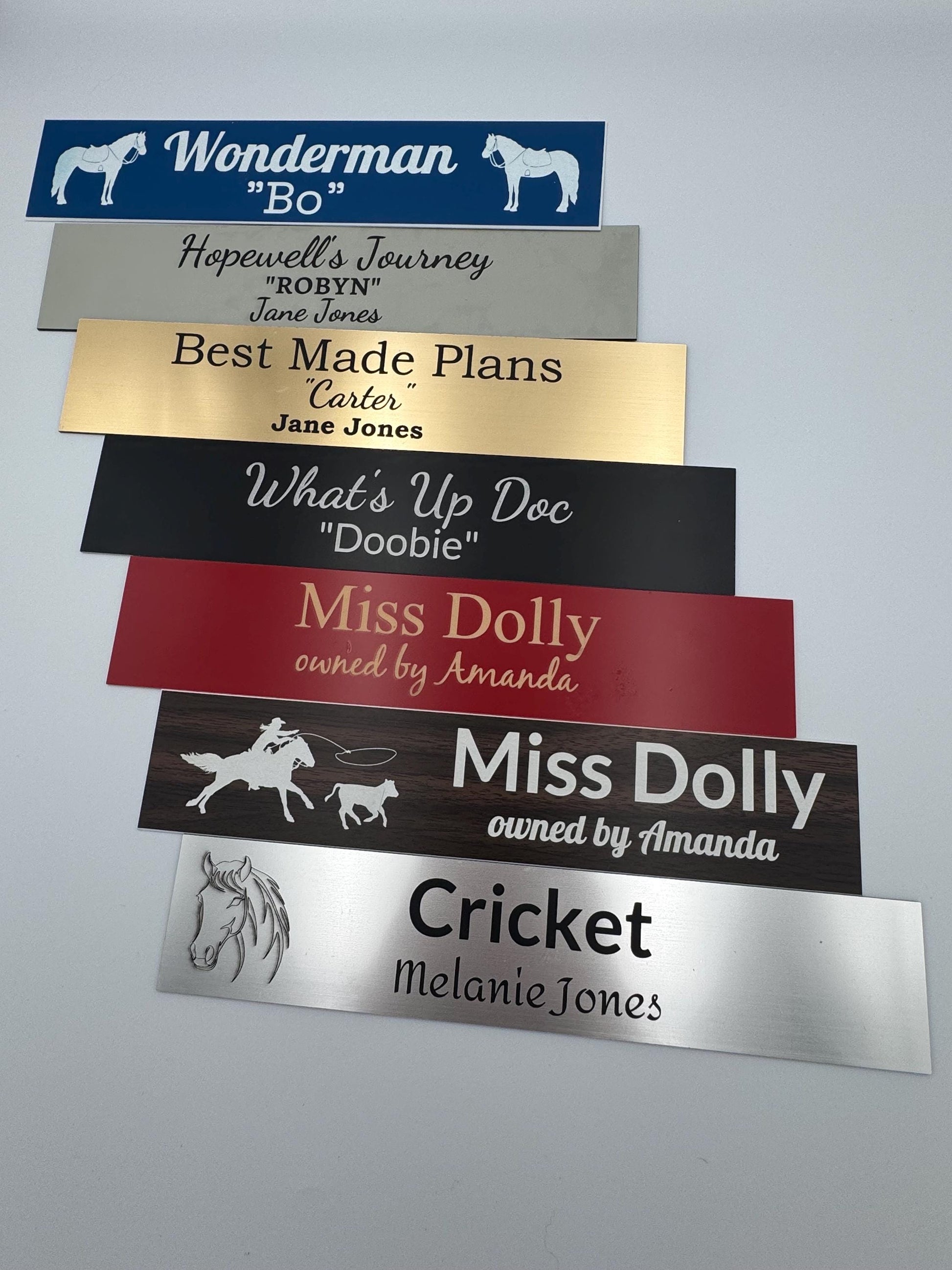 Custom Horse Stall Plate Sign Plastic Sign 2" x 10"