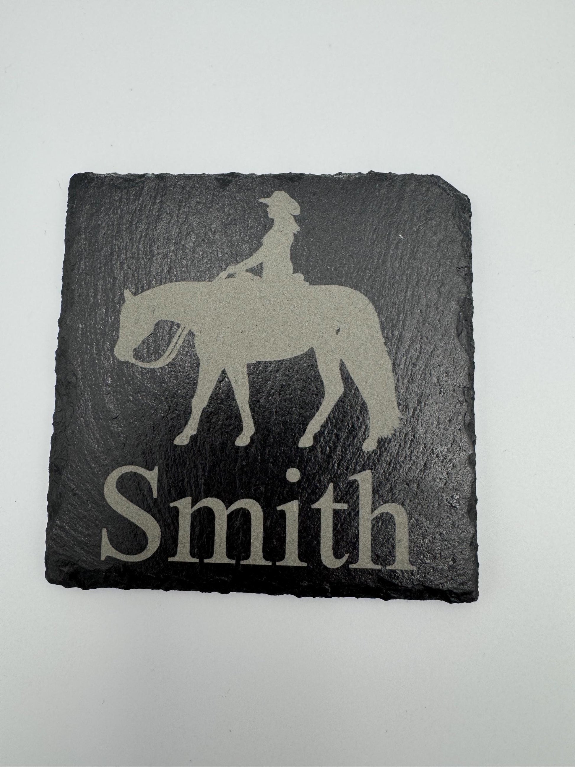 Customizable Slate 4” Drink Coasters with Holder Drink Coasters Horse Themed Drink Coasters Slate Coaster Rock Coaster