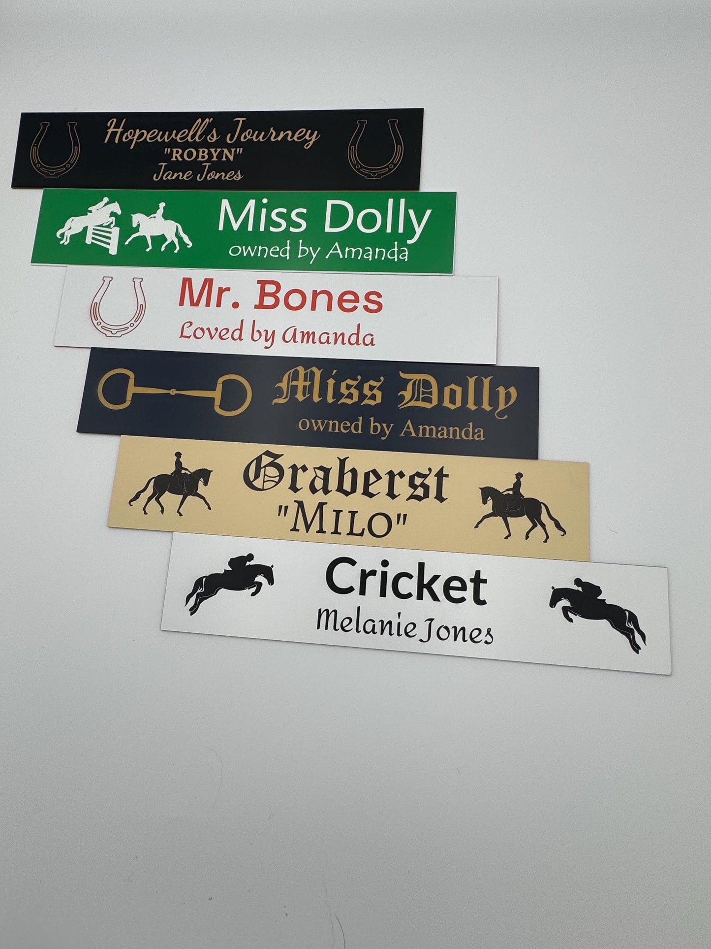 Custom Horse Stall Plate Sign Plastic Sign 2" x 10"