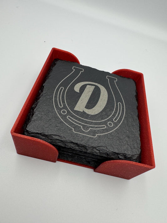 Customizable Slate 4” Drink Coasters with Holder Drink Coasters Horse Themed Drink Coasters Slate Coaster Rock Coaster