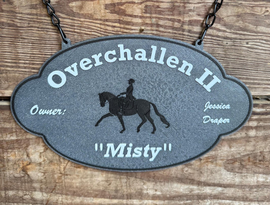 Personalized Custom Horse Stall Plaque Sign Plastic Sign